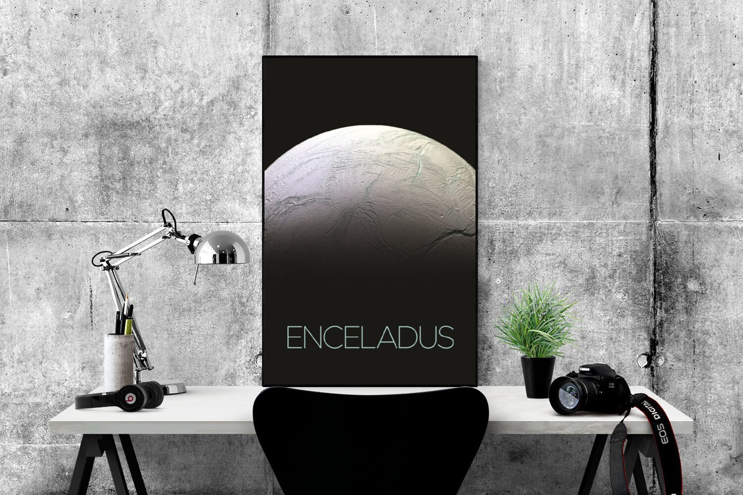 Enceladus Moon Art Print | NASA Art | Space Artwork | Solar System Art | Saturn Poster | Solar System Print | Icy Moon Artwork