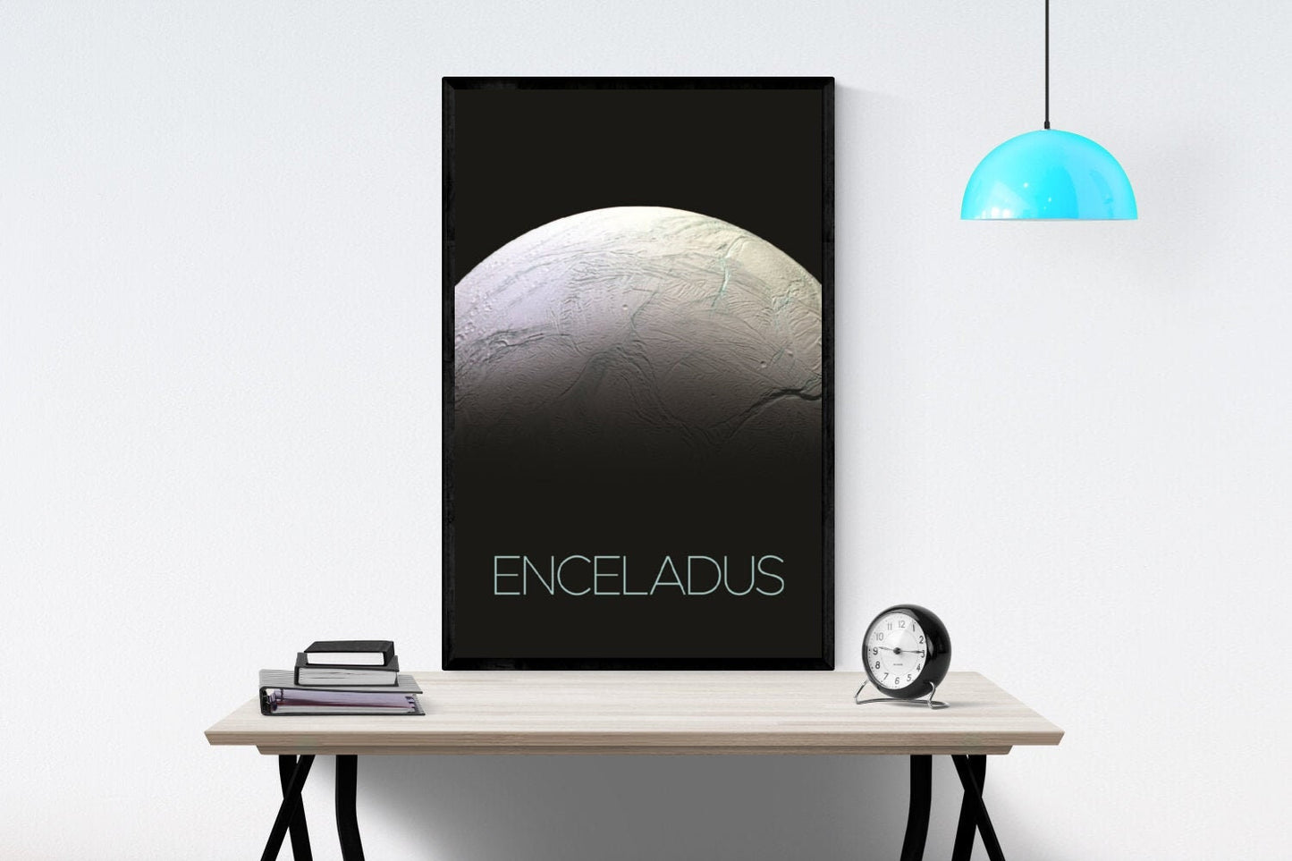 Enceladus Moon Art Print | NASA Art | Space Artwork | Solar System Art | Saturn Poster | Solar System Print | Icy Moon Artwork