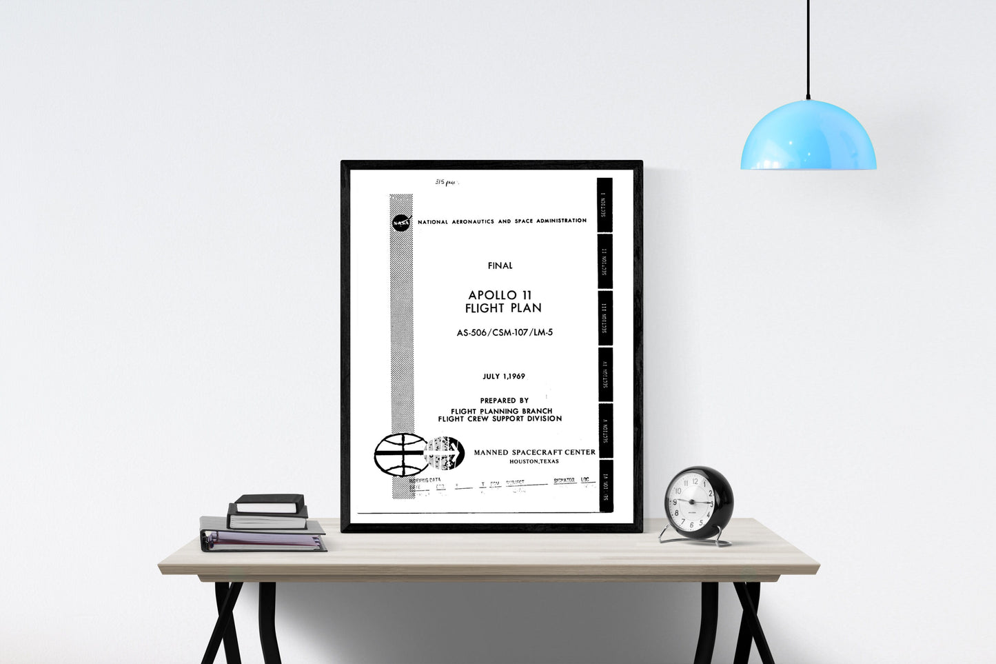Apollo 11 Lunar Flight Plan | NASA Manual | 1969 Moon Landing Poster | Vintage Art Print | Earth | Tranquility Base