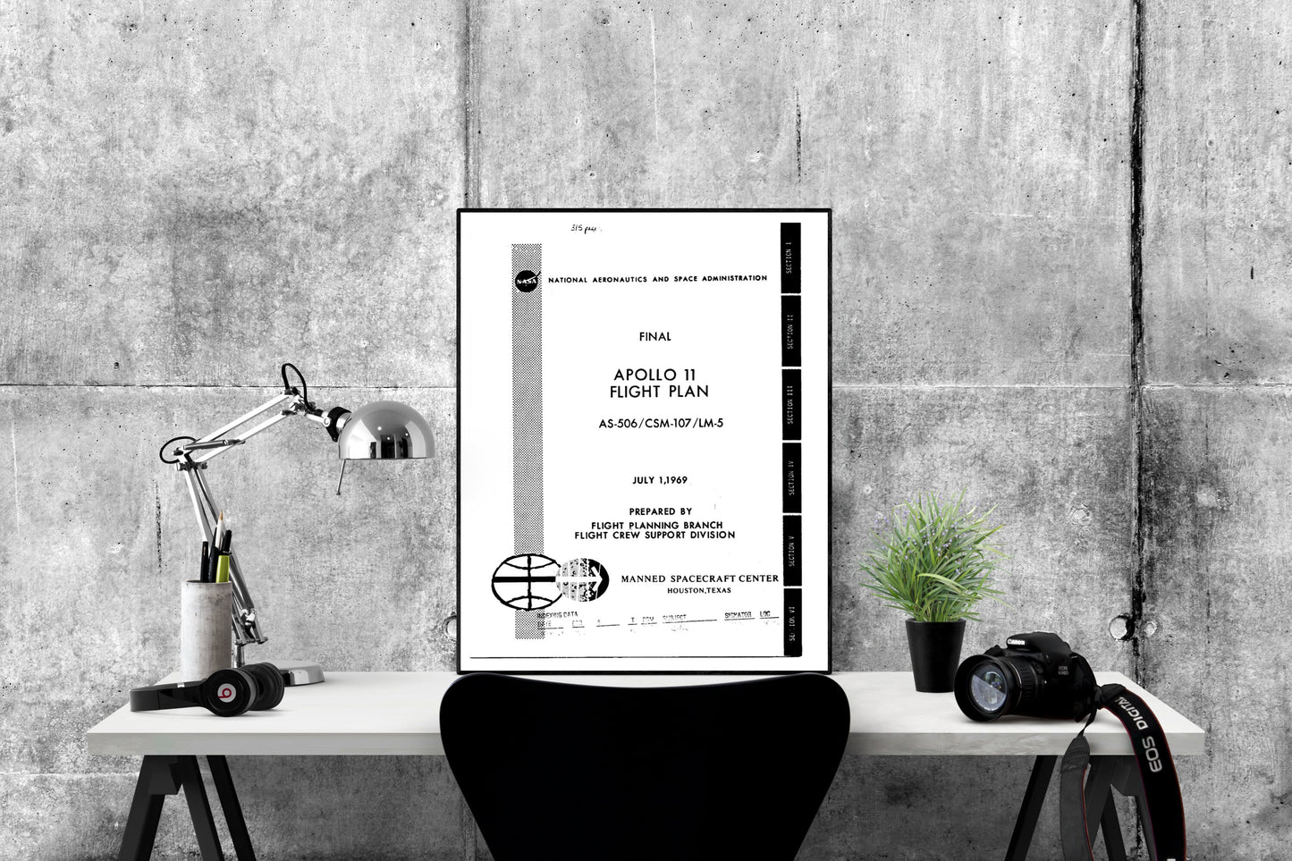 Apollo 11 Lunar Flight Plan | NASA Manual | 1969 Moon Landing Poster | Vintage Art Print | Earth | Tranquility Base