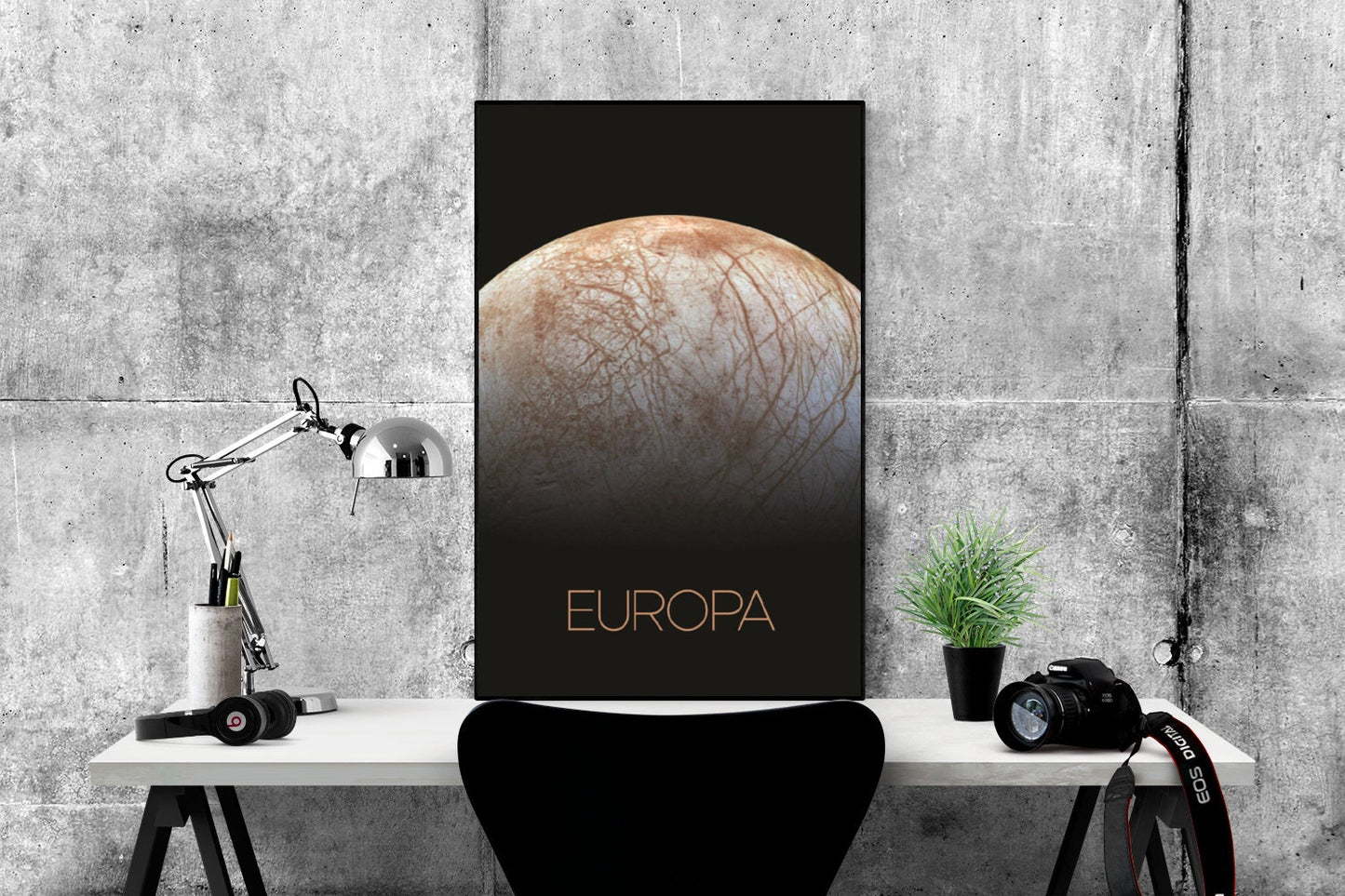Europa Moon Art Print | NASA Art | Space Artwork | Galilean Moon | Solar System Art | Jupiter Poster | Solar System Print | Icy Moon Artwork
