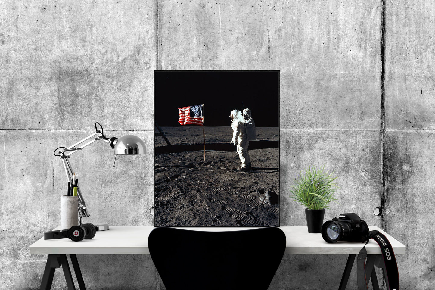 Earth's Moon | NASA JPL | Buzz Aldrin Saluting The Flag | Lunar Art Print | Surface of the Moon | Apollo 11 | Neil Armstrong | Saturn V