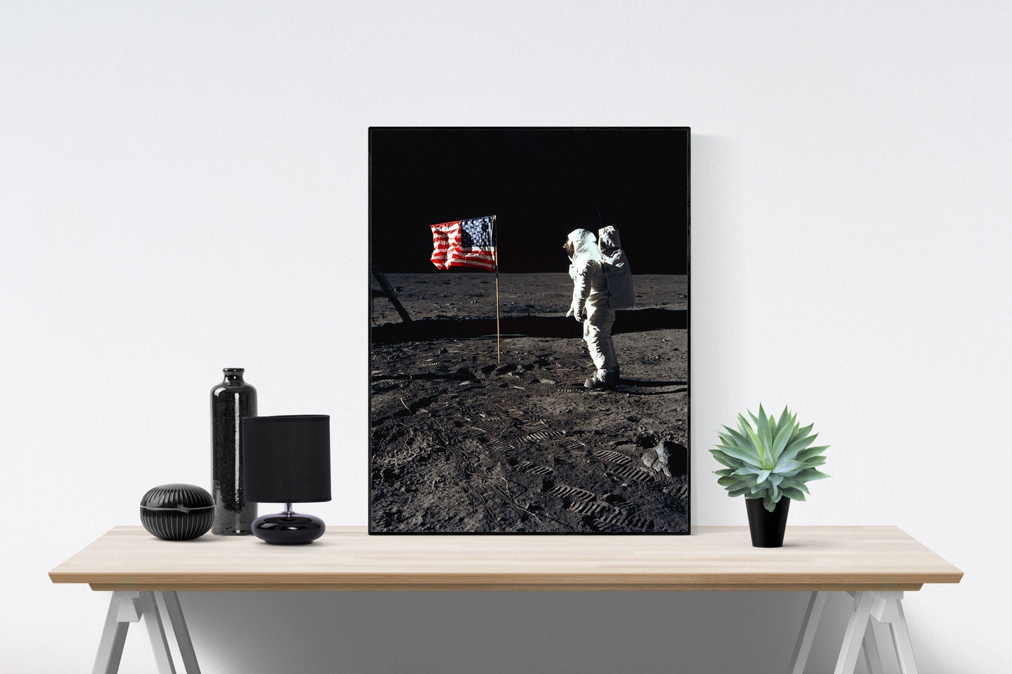 Earth's Moon | NASA JPL | Buzz Aldrin Saluting The Flag | Lunar Art Print | Surface of the Moon | Apollo 11 | Neil Armstrong | Saturn V