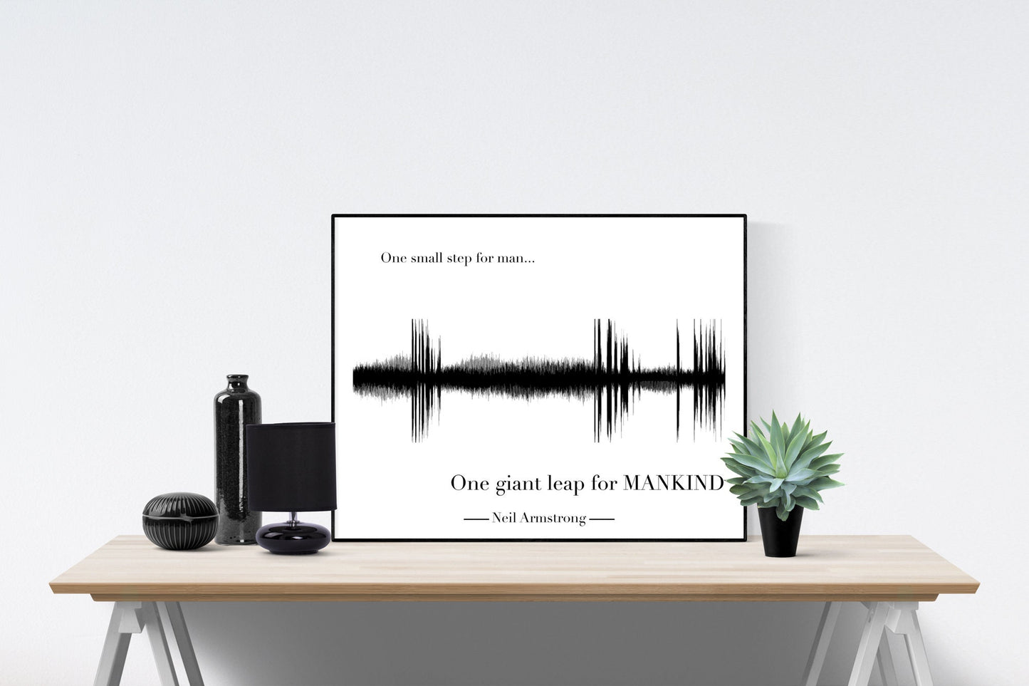 One Small Step For Man Sound Wave Art Print | Earth's Moon | NASA JPL | Lunar | Surface of the Moon | Apollo 11 | Neil Armstrong | Poster