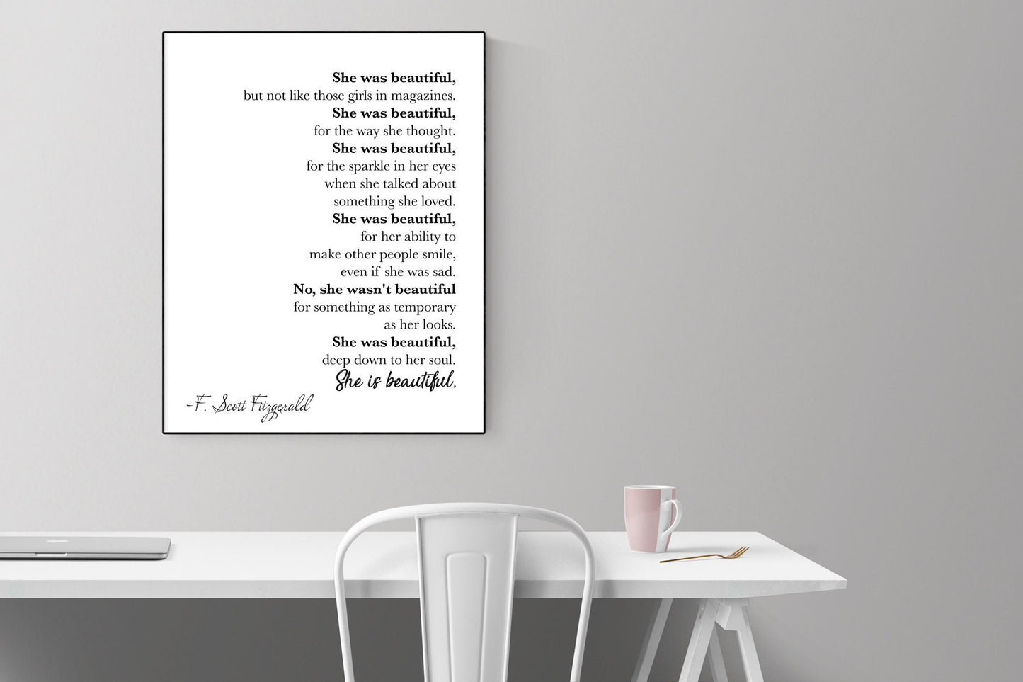 F. Scott Fitzgerald Quote | She Is Beautiful | Love Art Print