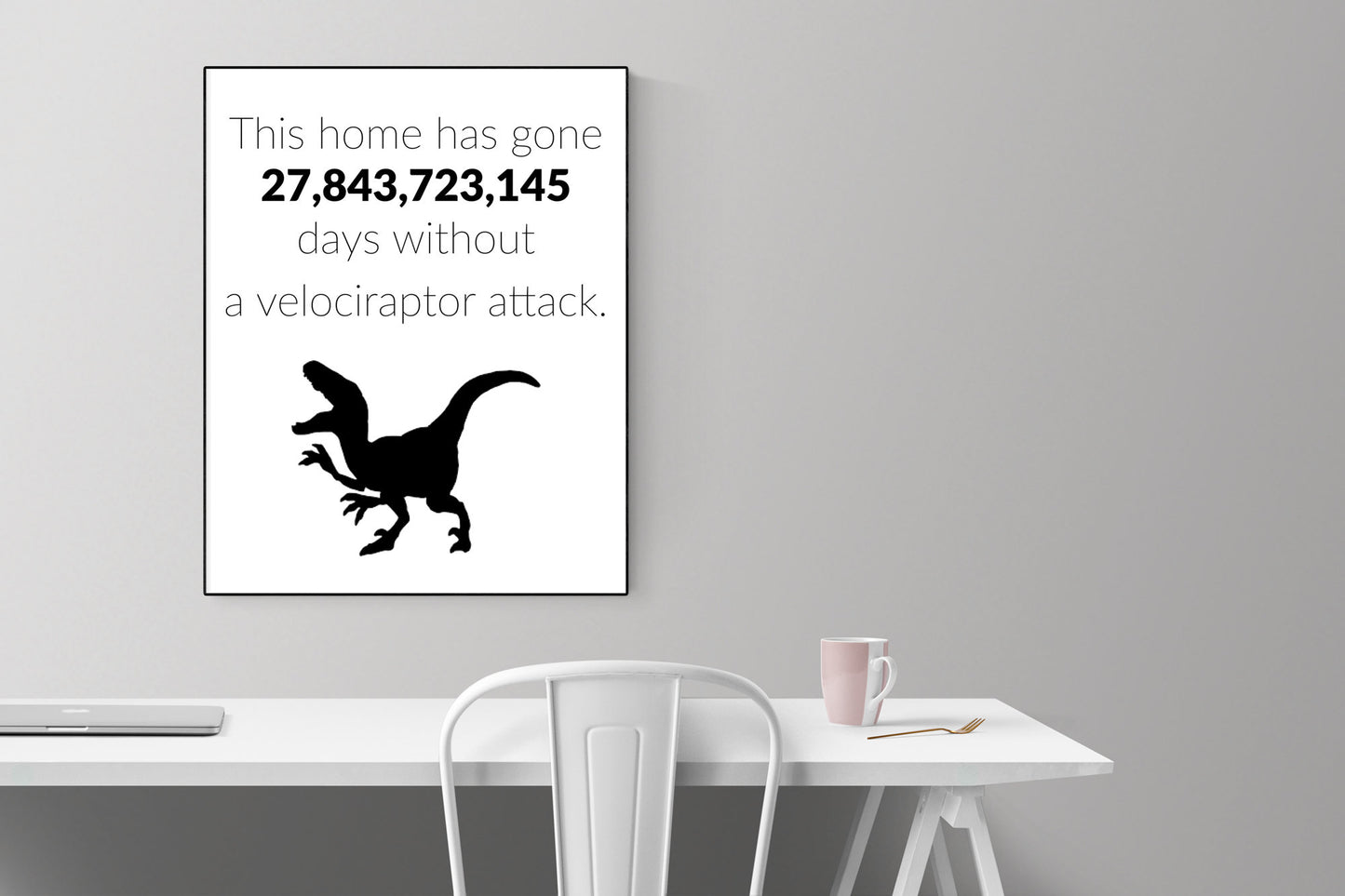 Without A Velociraptor Attack | Dinosaur Art Print