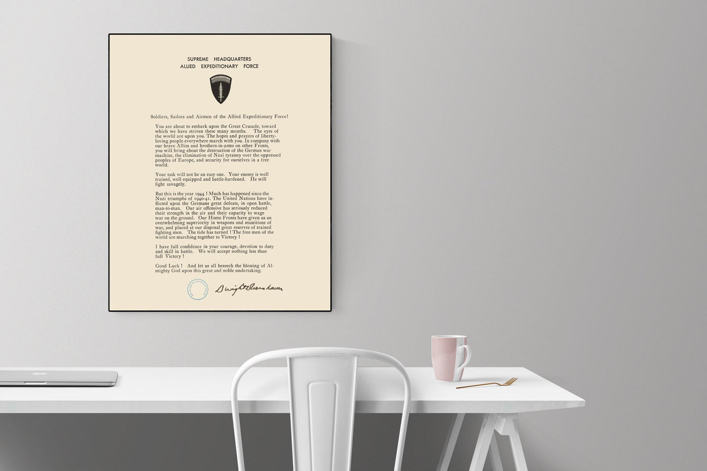 D-Day Order Of The Day | Operation Overlord | Dwight Eisenhower | World War 2 | Art Print