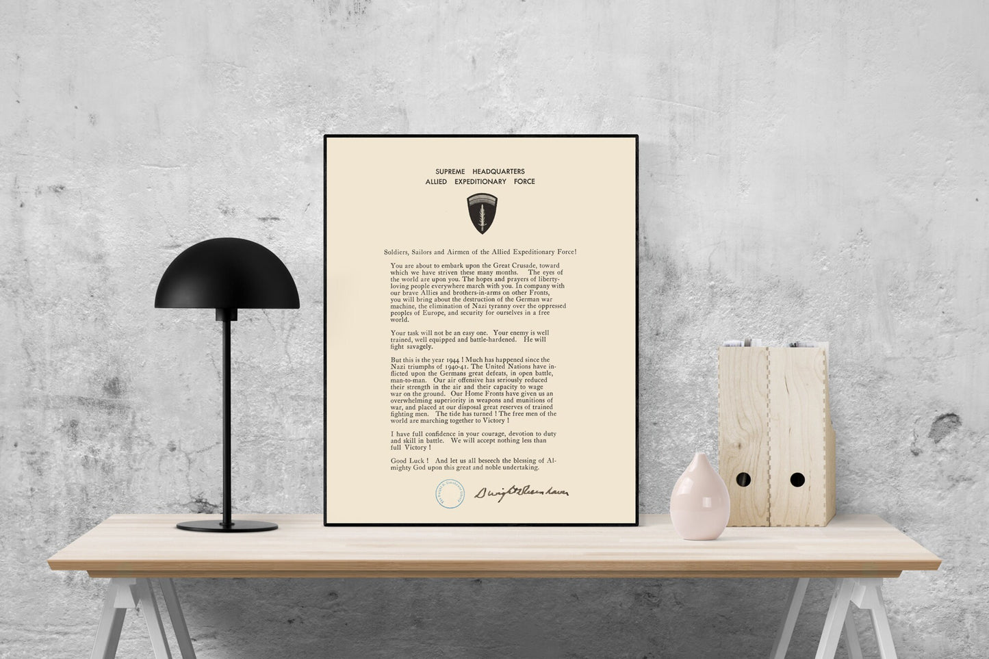 D-Day Order Of The Day | Operation Overlord | Dwight Eisenhower | World War 2 | Art Print