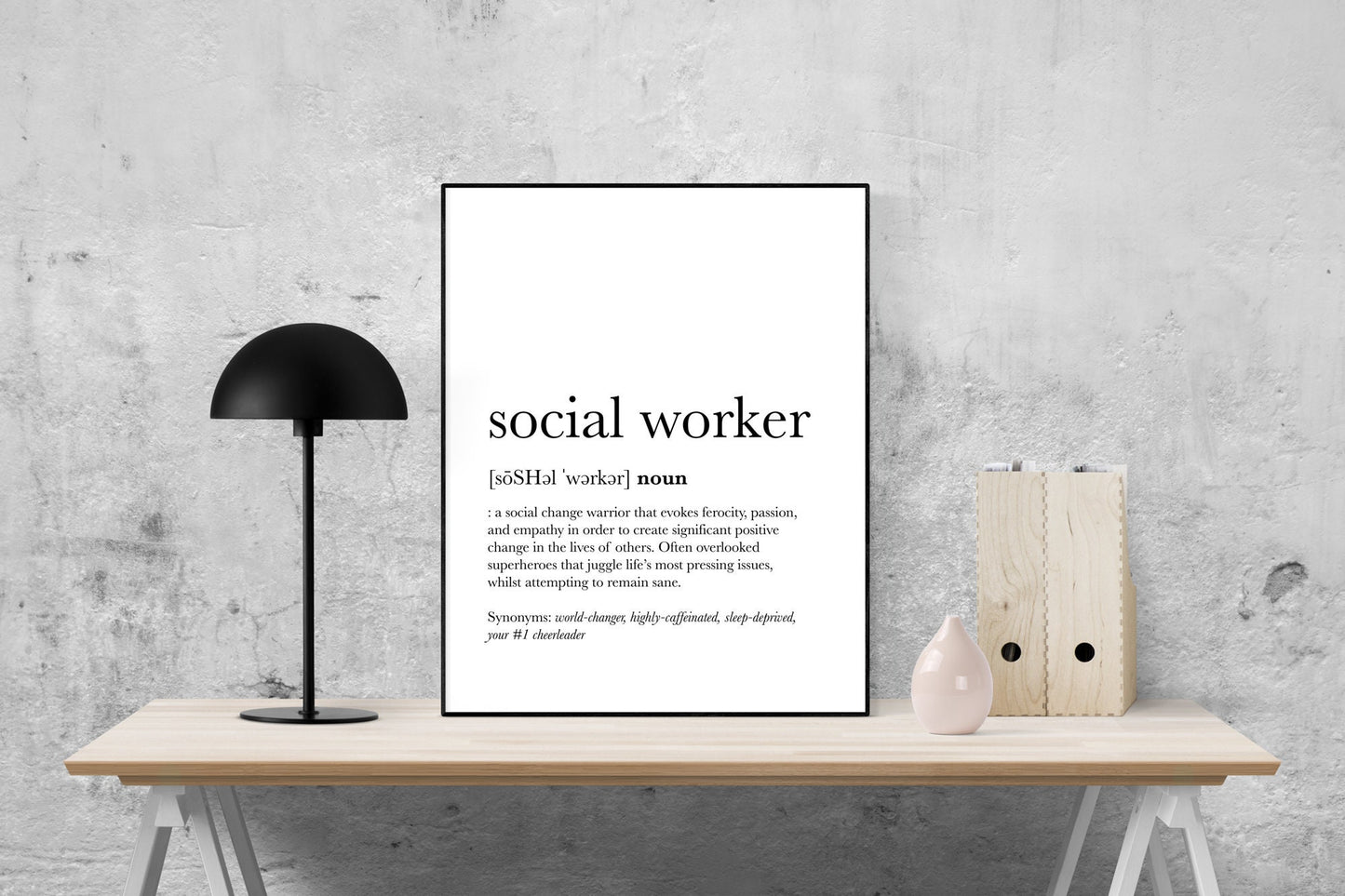 Funny Social Worker Definition Art Print | Work Gift | Office Wall Artwork | Inspirational Home Decor | Appreciation Friend | Poster