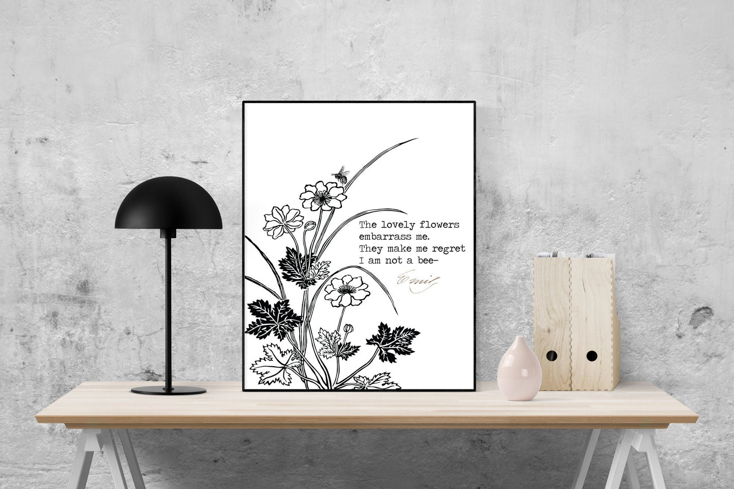 Emily Dickinson Quote Art Print | The Lovely Flowers | Vintage Botanical Poetry Wall Artwork | Floral Literary Poster