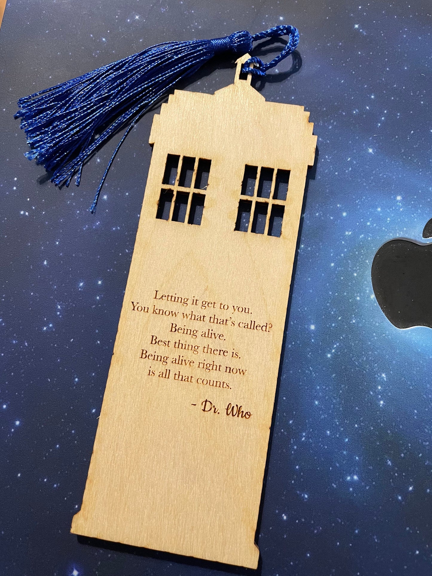British Police Box Custom Bookmark | Wood With Tassel