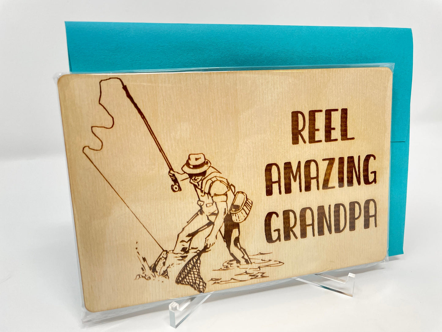 Reel Amazing Grandpa | Wood Card | Father's Day | Dad Birthday Gift | Grandfather | Fishing