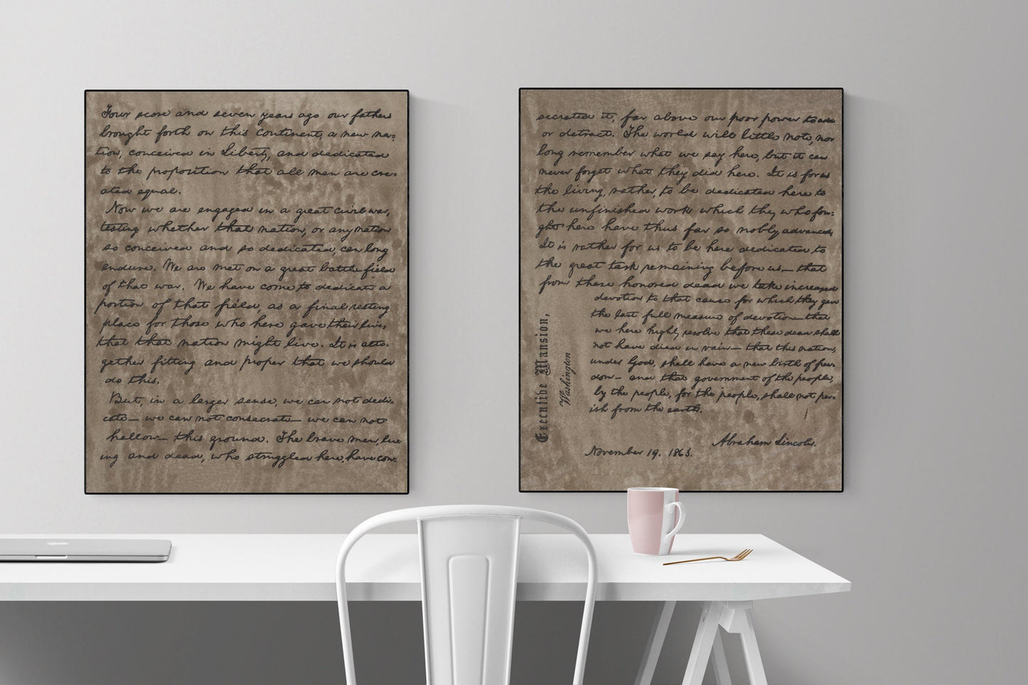 Gettysburg Address Speech | President Abraham Lincoln | Original Handwritten Draft | Art Print