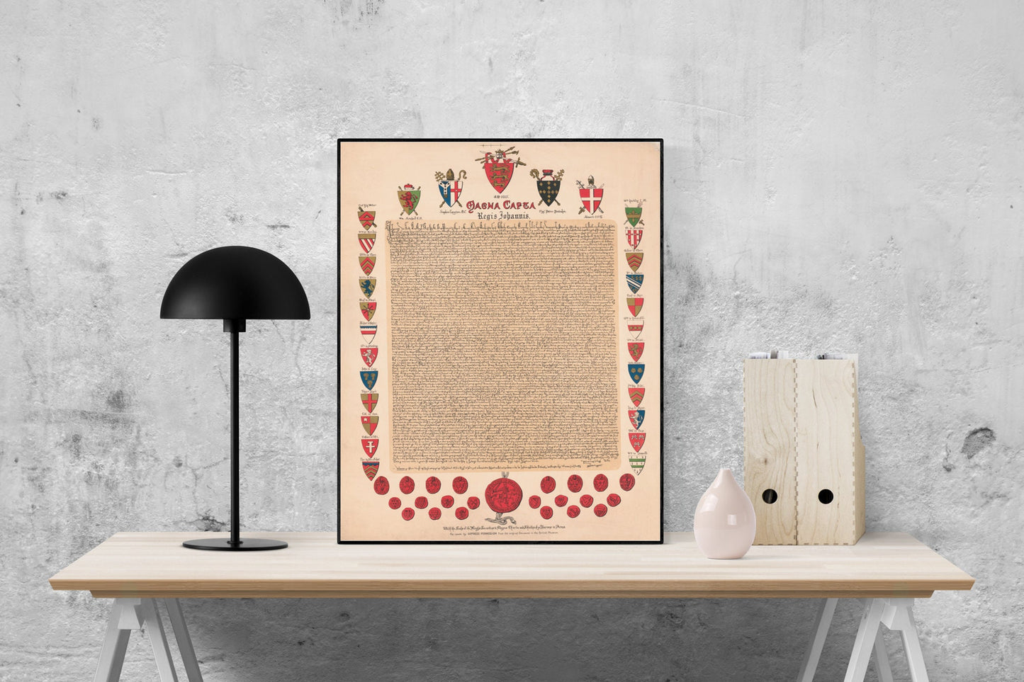 Magna Carta Art Print Facsimile | Politics and Coat of Arms | Home Decor | History Poster