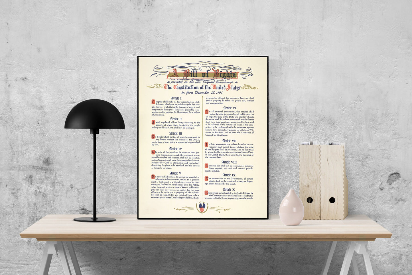 The Bill of Rights | American Revolution | United States Constitution | George Washington | Thomas Jefferson | Art Print