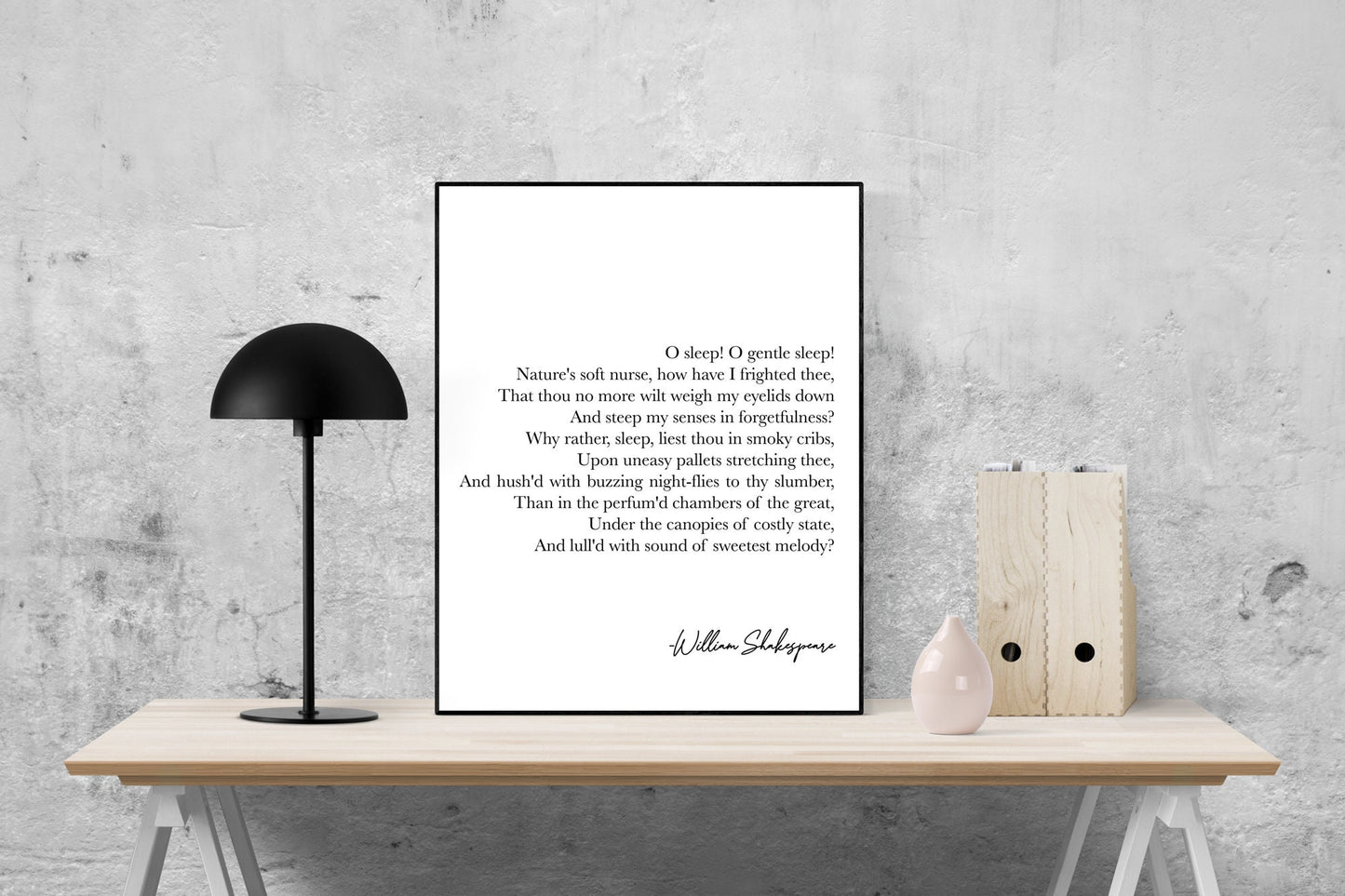 William Shakespeare Art Print | O Gentle sleep | Literary Wall Artwork | Henry IV | Home Decor | Inspirational Poster