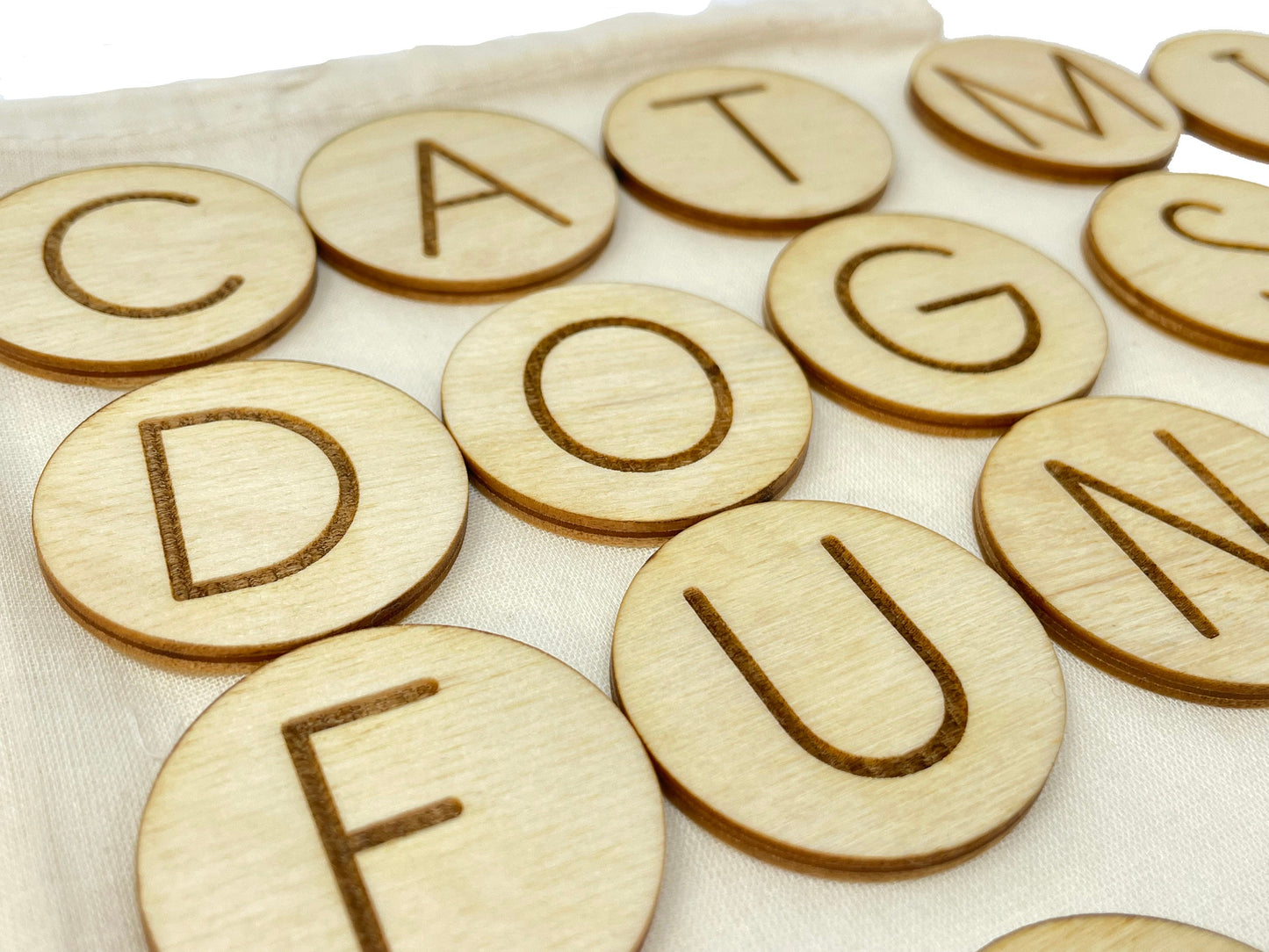 My ABC Bag | Capital Letters Only | Wooden Game | Montessori | Early Education | Learning Alphabet | Spelling Toys | Burlap Bag Game