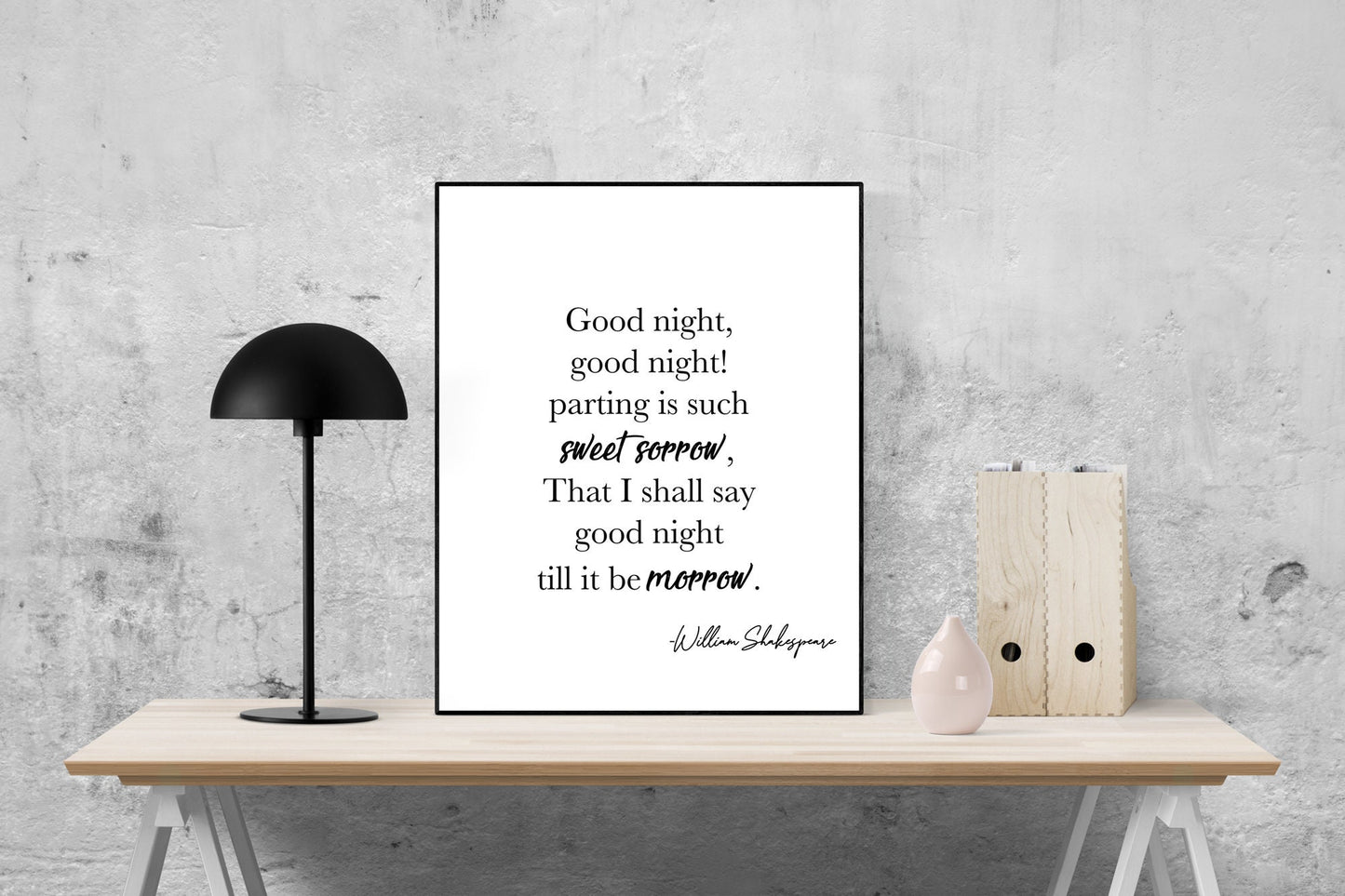 William Shakespeare Quote Art Print | Good Night | Parting Is Such Sweet Sorrow | Romeo And Juliet | Home Decor | Literary Poster
