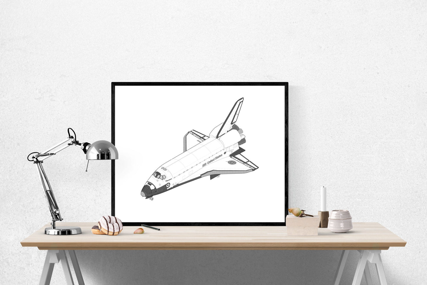 Discovery Space Shuttle | Blueprint Design Art Print