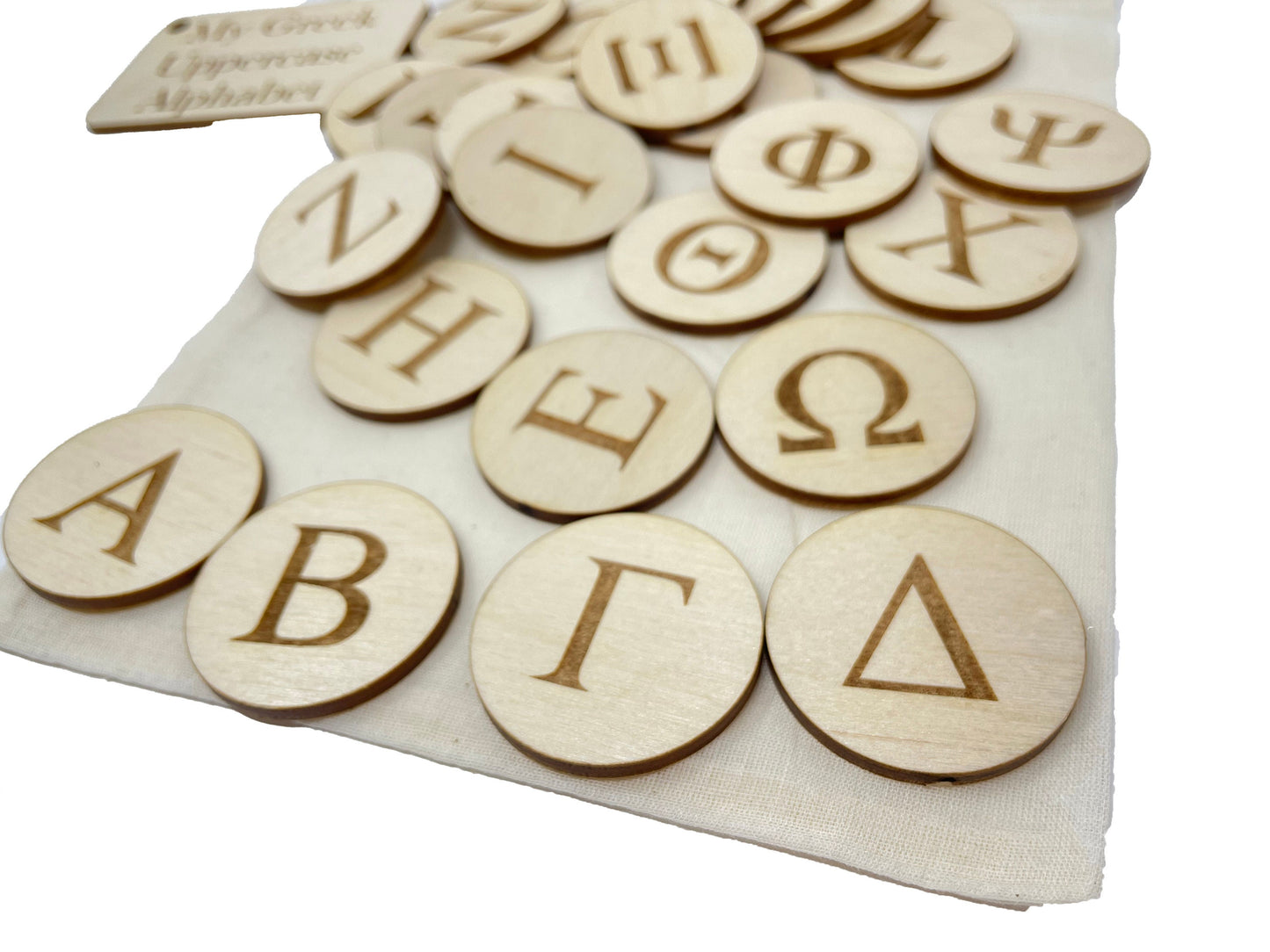 My Ancient Greek Bag | Uppercase And Lowercase Letters | Montessori | Early Education | Learning Alphabet | Spelling Toys | Burlap Bag Game