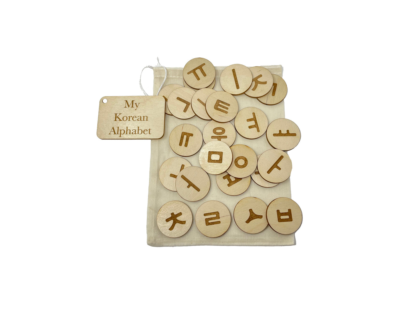 My Korean Alphabet Bag | Montessori | Early Education | Learning Alphabet | Spelling Toys | Burlap Bag Game