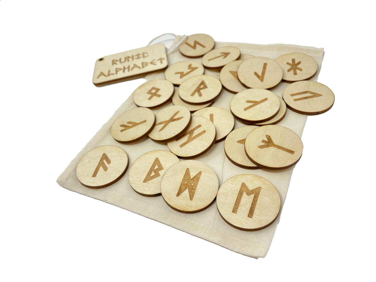 My Norse Runic Alphabet Bag | Montessori | Early Education | Learning Alphabet | Spelling Toys | Burlap Bag Game