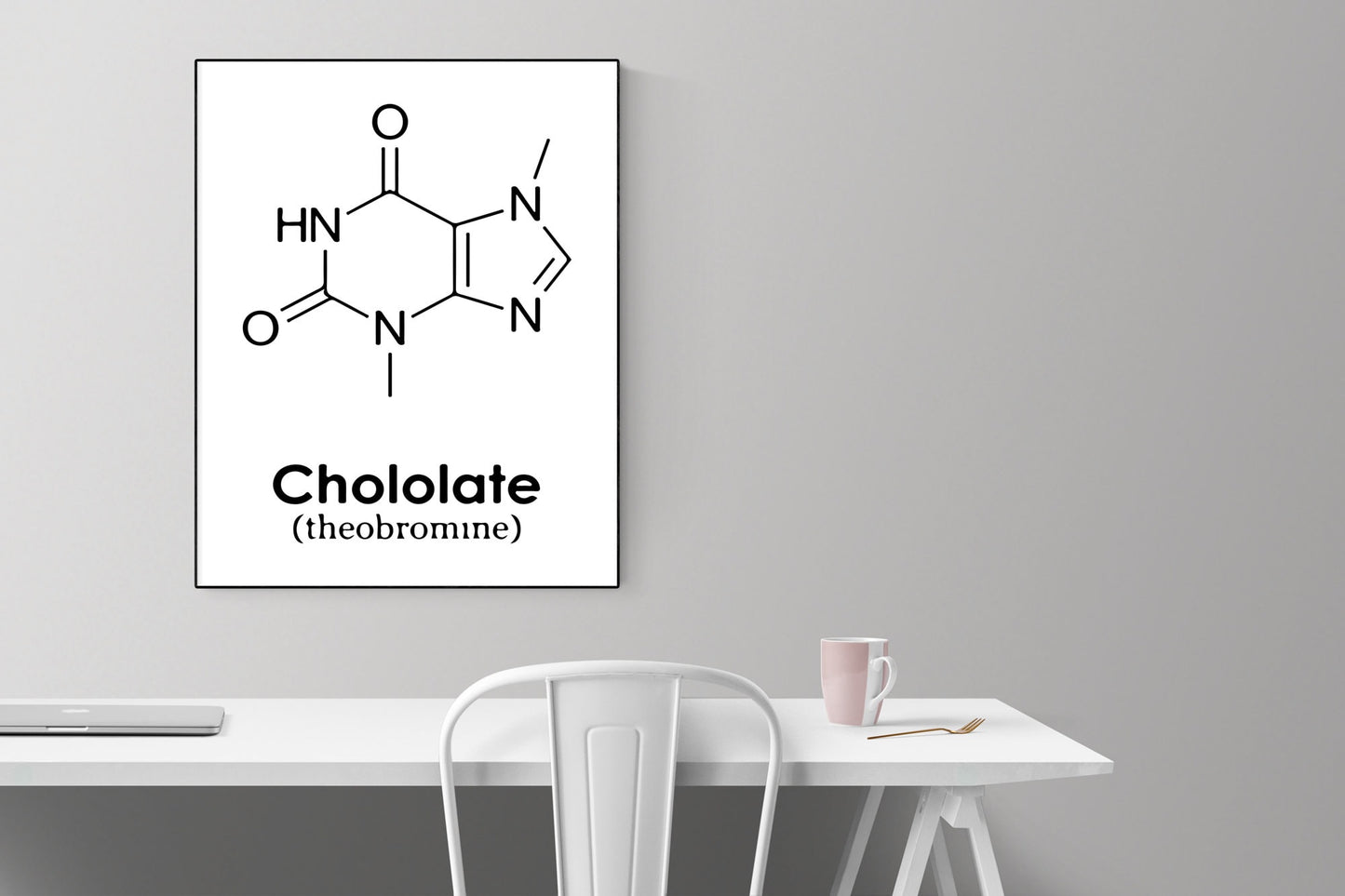 Chocolate Molecular Art Print | Science And Chemistry | Theobromine Wall Artwork | Kitchen Home Decor Poster