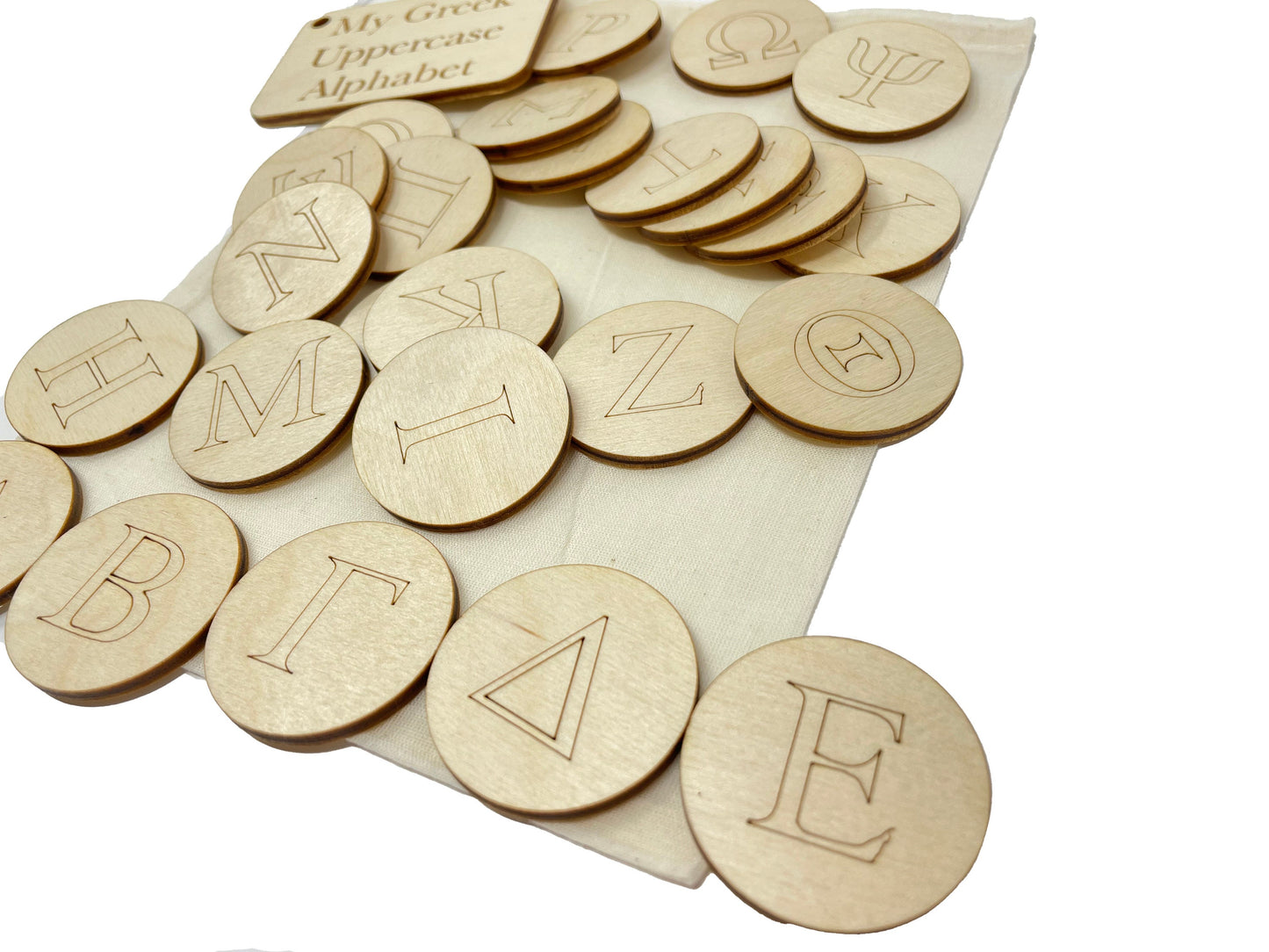 My Ancient Greek Bag | Uppercase And Lowercase Letters | Montessori | Early Education | Learning Alphabet | Spelling Toys | Burlap Bag Game