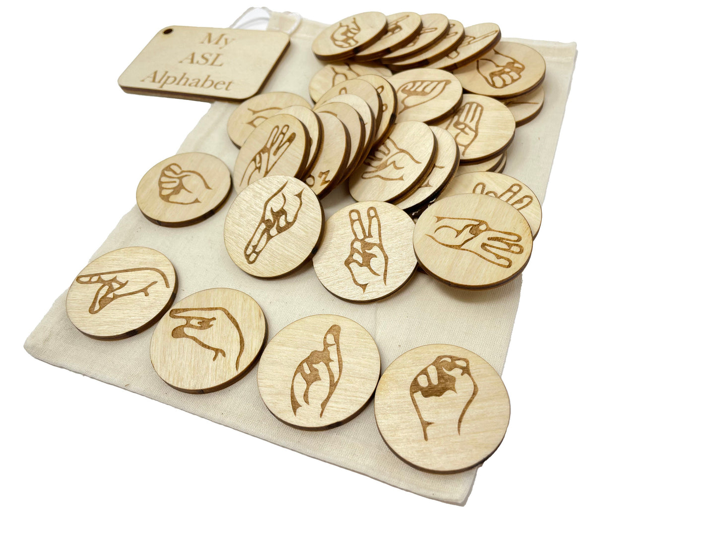 My American Sign Language | Letters & Numbers | ASL | Montessori | Early Education | Learning Alphabet | Spelling Toys | Burlap Bag Game