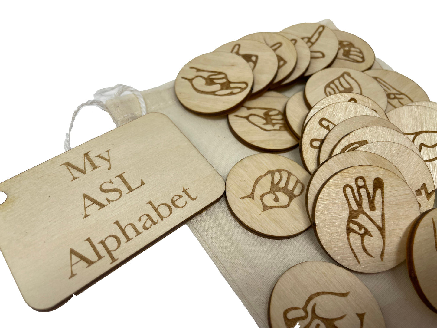 My American Sign Language | Letters & Numbers | ASL | Montessori | Early Education | Learning Alphabet | Spelling Toys | Burlap Bag Game