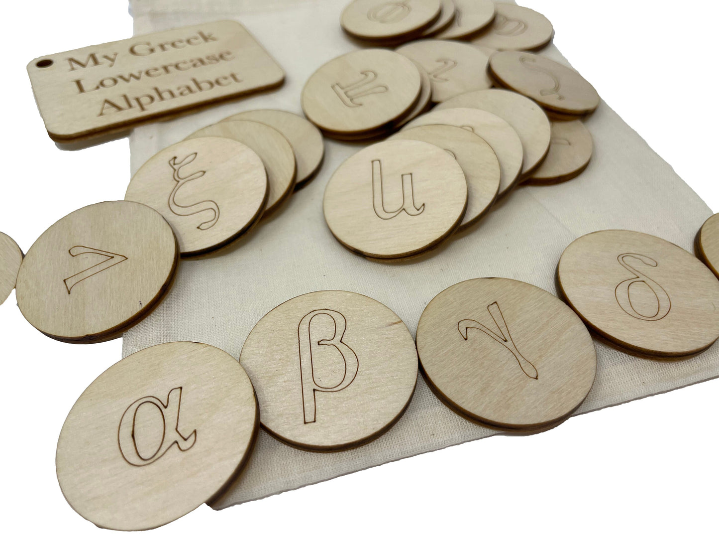 My Ancient Greek Bag | Uppercase And Lowercase Letters | Montessori | Early Education | Learning Alphabet | Spelling Toys | Burlap Bag Game