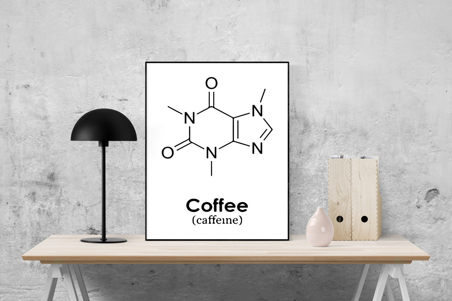 Caffeine Molecule Art Print – Coffee Chemistry Wall Decor | Science Classroom Teacher Gift | Living Room | Kitchen Morning Home Decor Poster