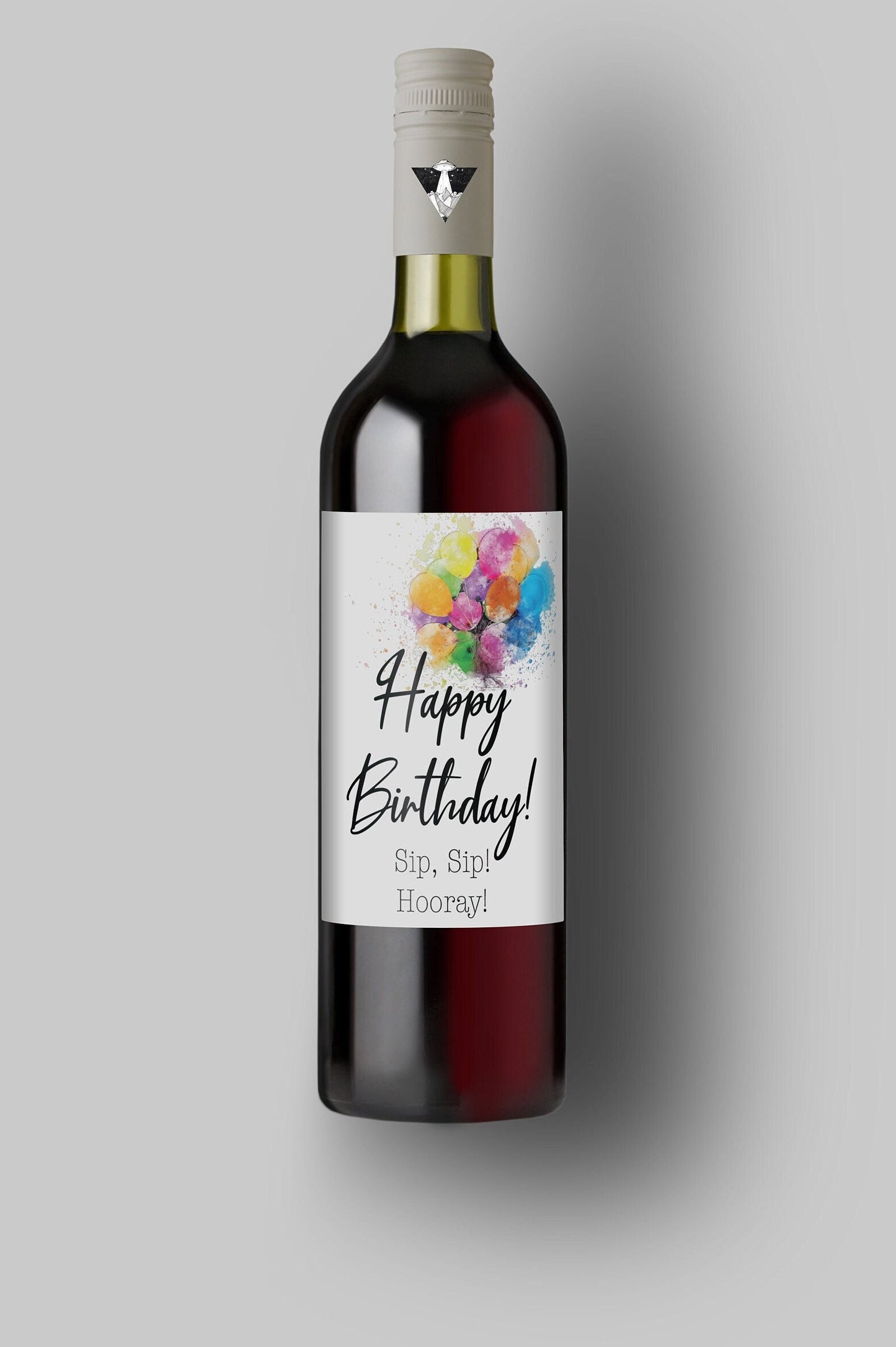 Happy Birthday | Sip, Sip Hooray | Custom Wine Bottle Labels | Personalized Bottle Labels