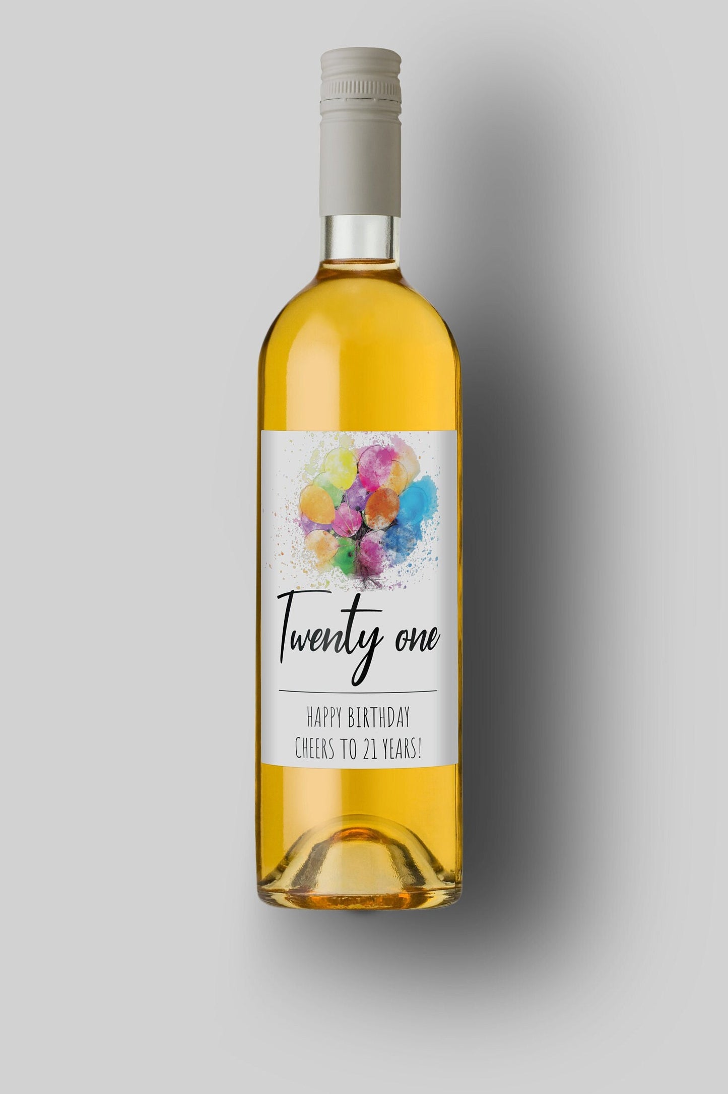 Twenty One | Cheers To 21 Years | Happy Birthday | Custom Wine Bottle Labels | Personalized Bottle Labels