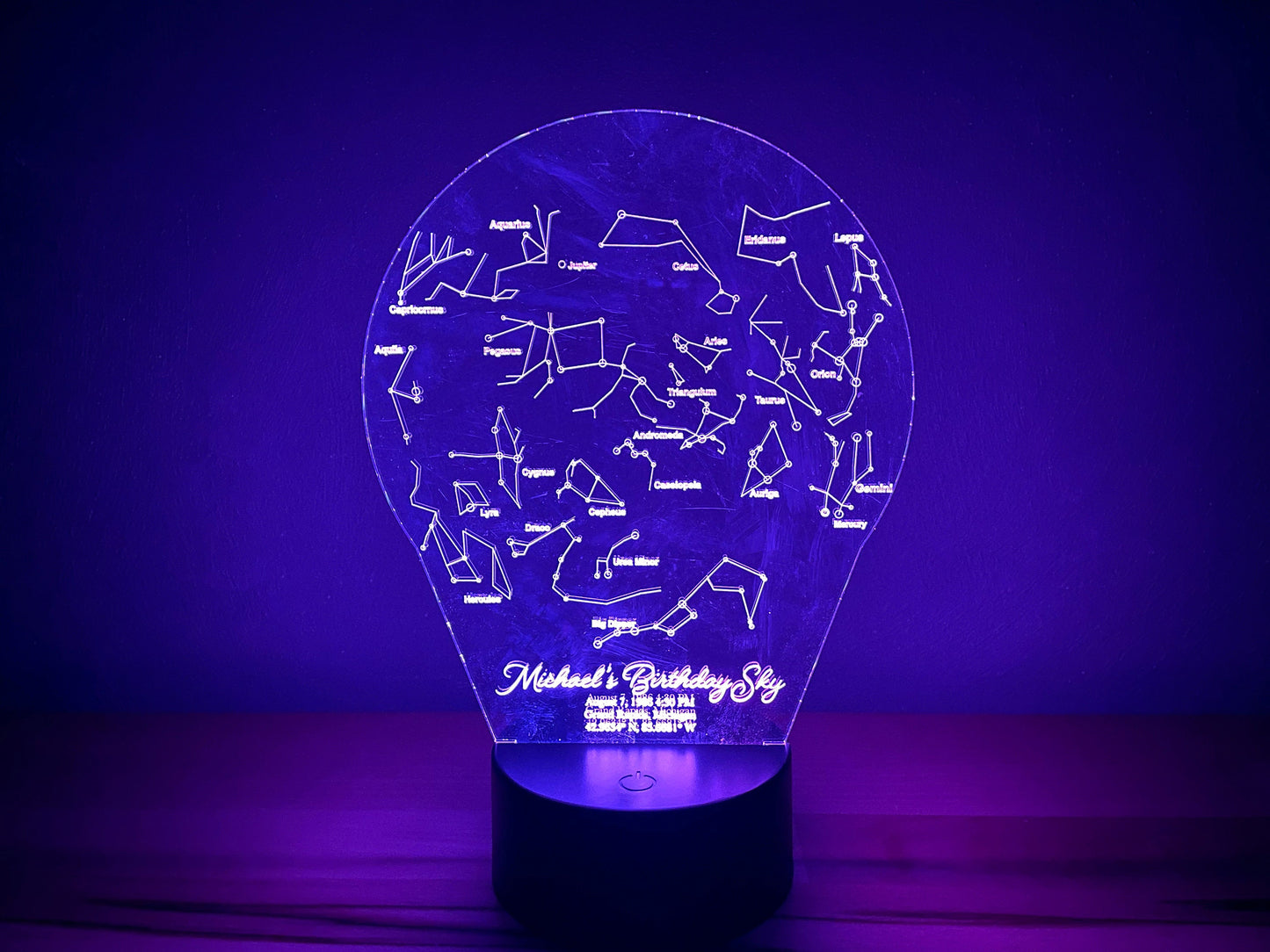 Nighttime Constellations LED Lamp | Memorialize Special Moments In Life | Wedding, Birthday, Engagement, Funeral | Personalized For You