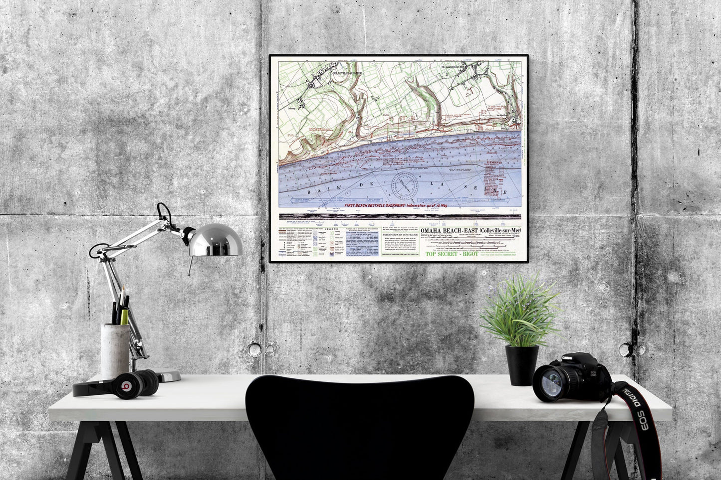 Omaha Beach Invasion Map | Operation Overlord | Dwight Eisenhower | World War 2 | Art Print