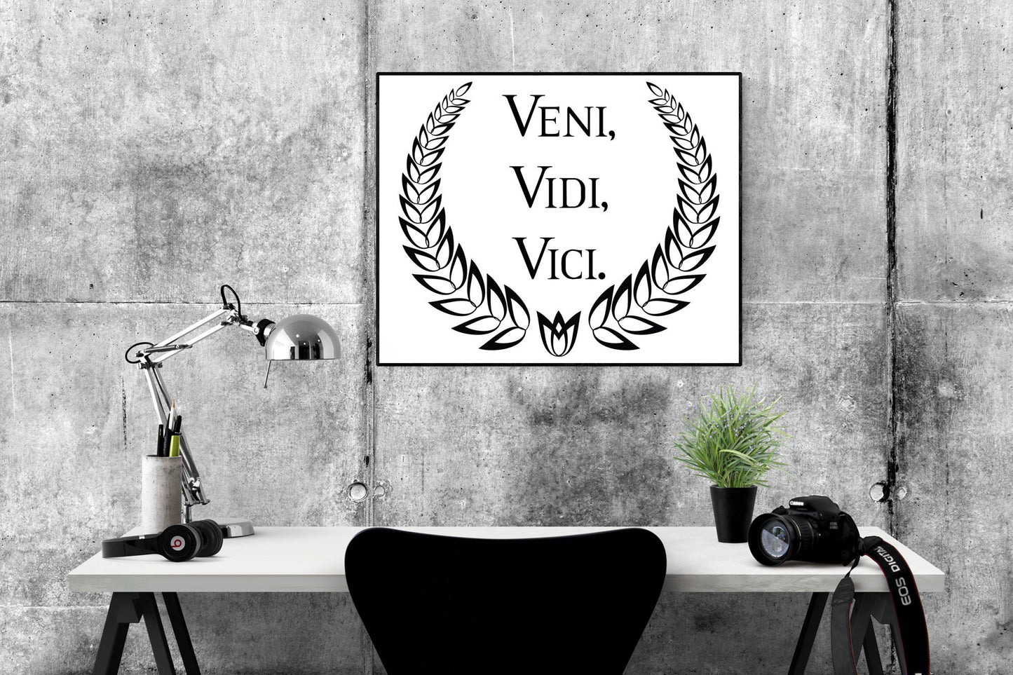 Veni Vidi Vici Latin Quote Art Print | I Came, I Saw, I Conquered | Julius Ceasar | Roman History | Laurel | Home Decor Vintage Poster