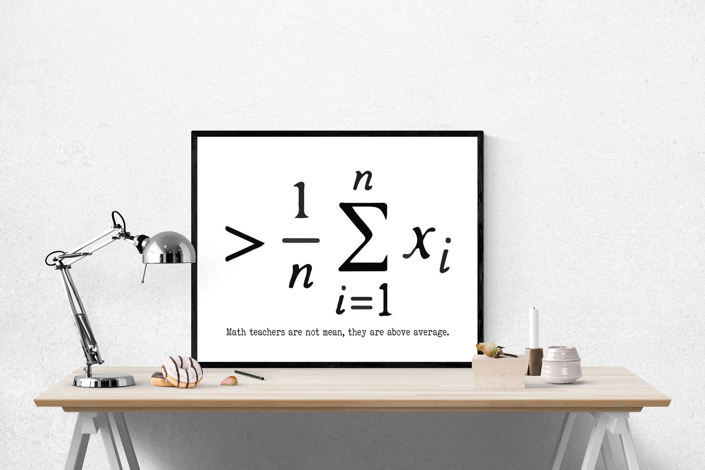Funny Math Teacher Art Print – Not Mean, Just Above Average | Minimalist Math Equation Wall Decor | Classroom Poster