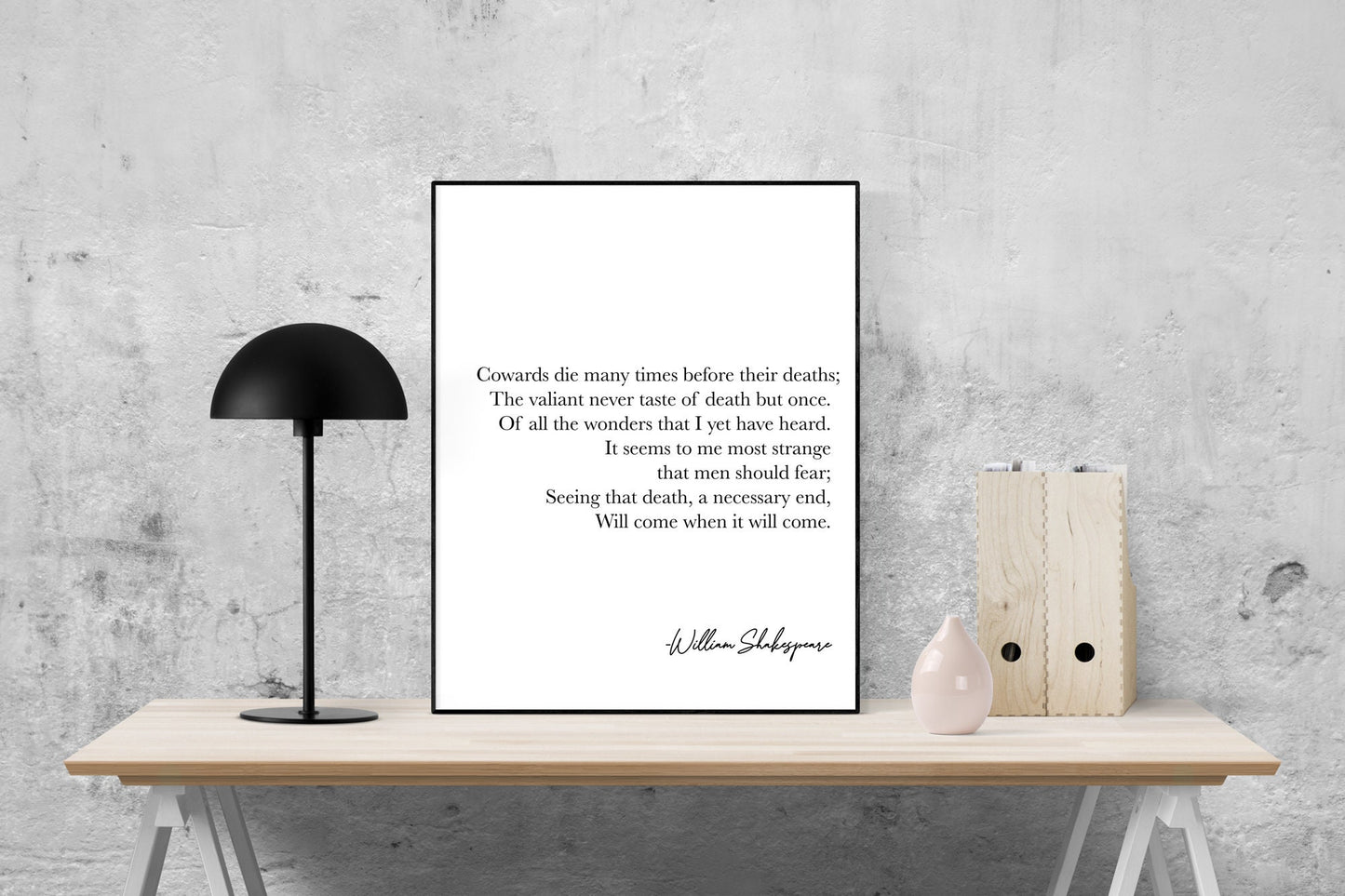 Shakespeare Art Print | Cowards Die Many Times Before Their Deaths | Julius Caesar | Literary Home Decor | Typography Poster