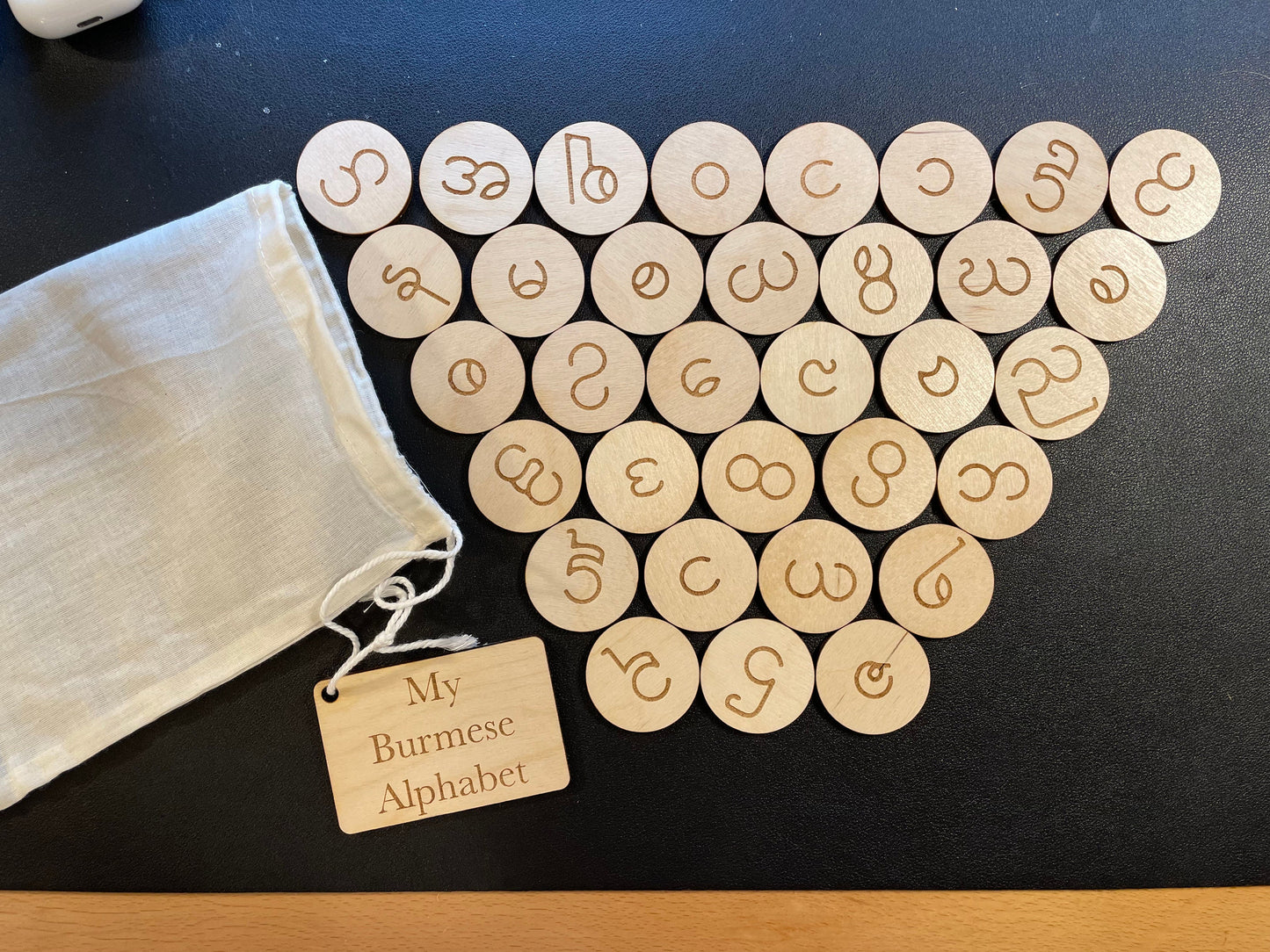 My Burmese Alphabet Bag | Montessori | Early Education | Learning Alphabet | Spelling Toys | Burlap Bag Game