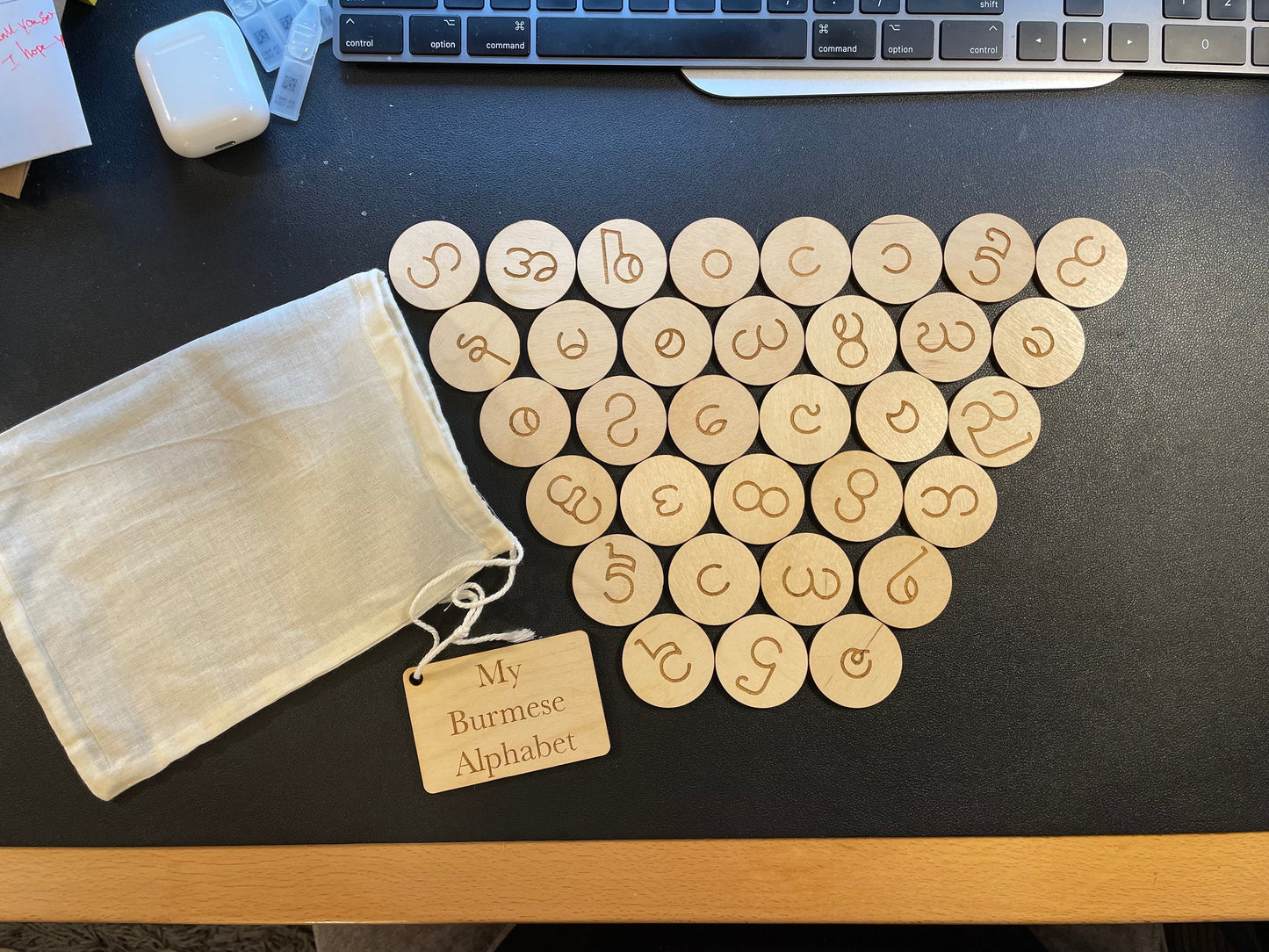 My Burmese Alphabet Bag | Montessori | Early Education | Learning Alphabet | Spelling Toys | Burlap Bag Game