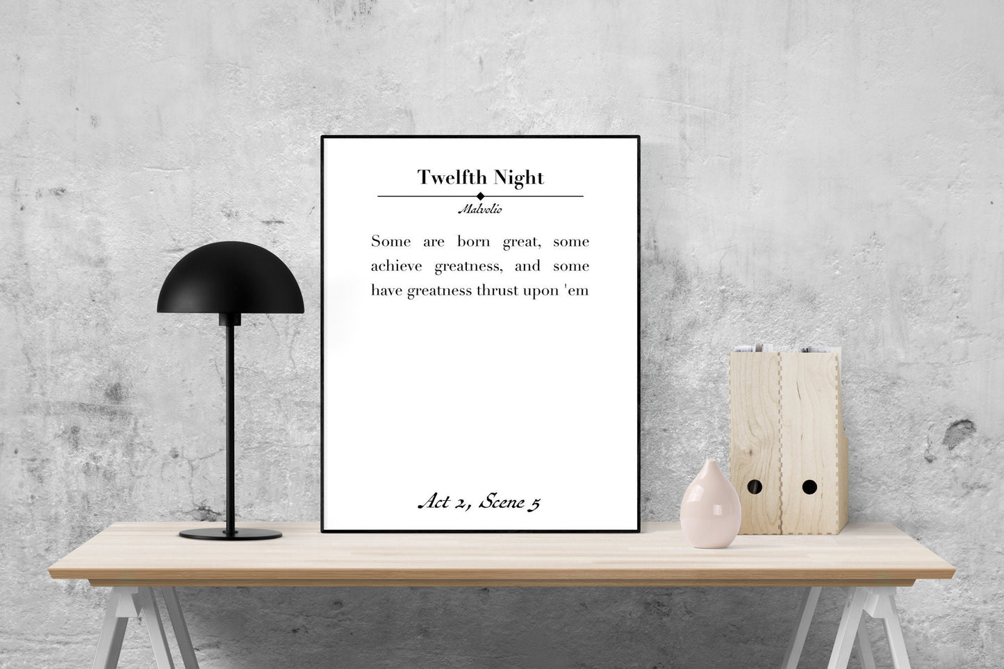 Shakespeare Quote Art Print | Some Are Born Great | Some Achieve Greatness | Twelfth Night | Home Decor | Vintage Book | Literary Poster