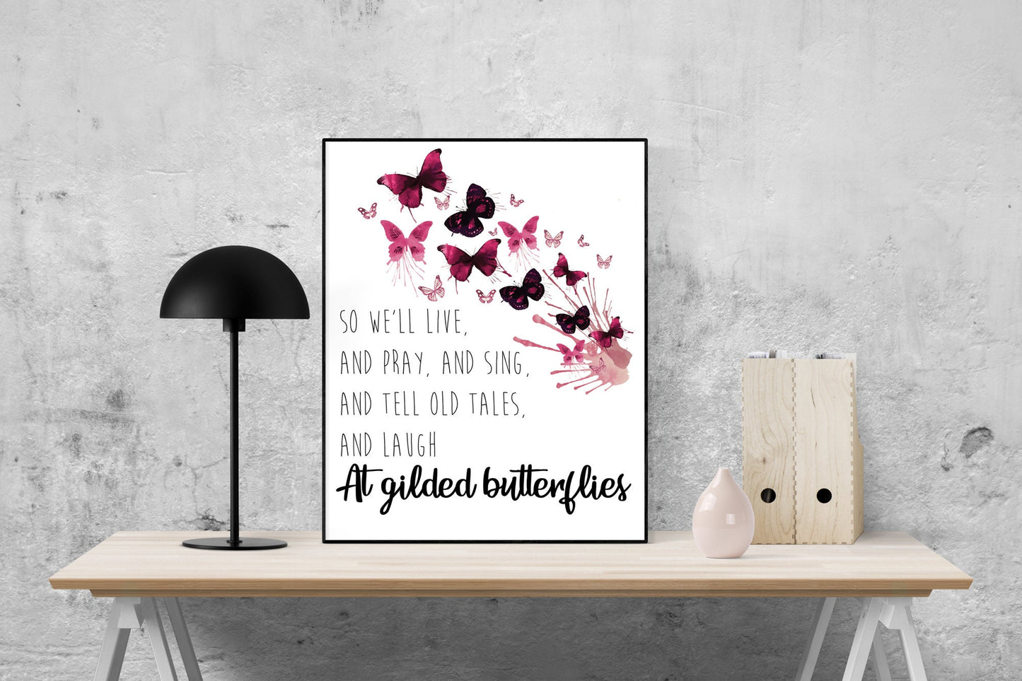 Shakespeare Quote Art Print | We'll Live And Pray And Sing | Gilded Butterflies | | King Lear | Literary | Poster