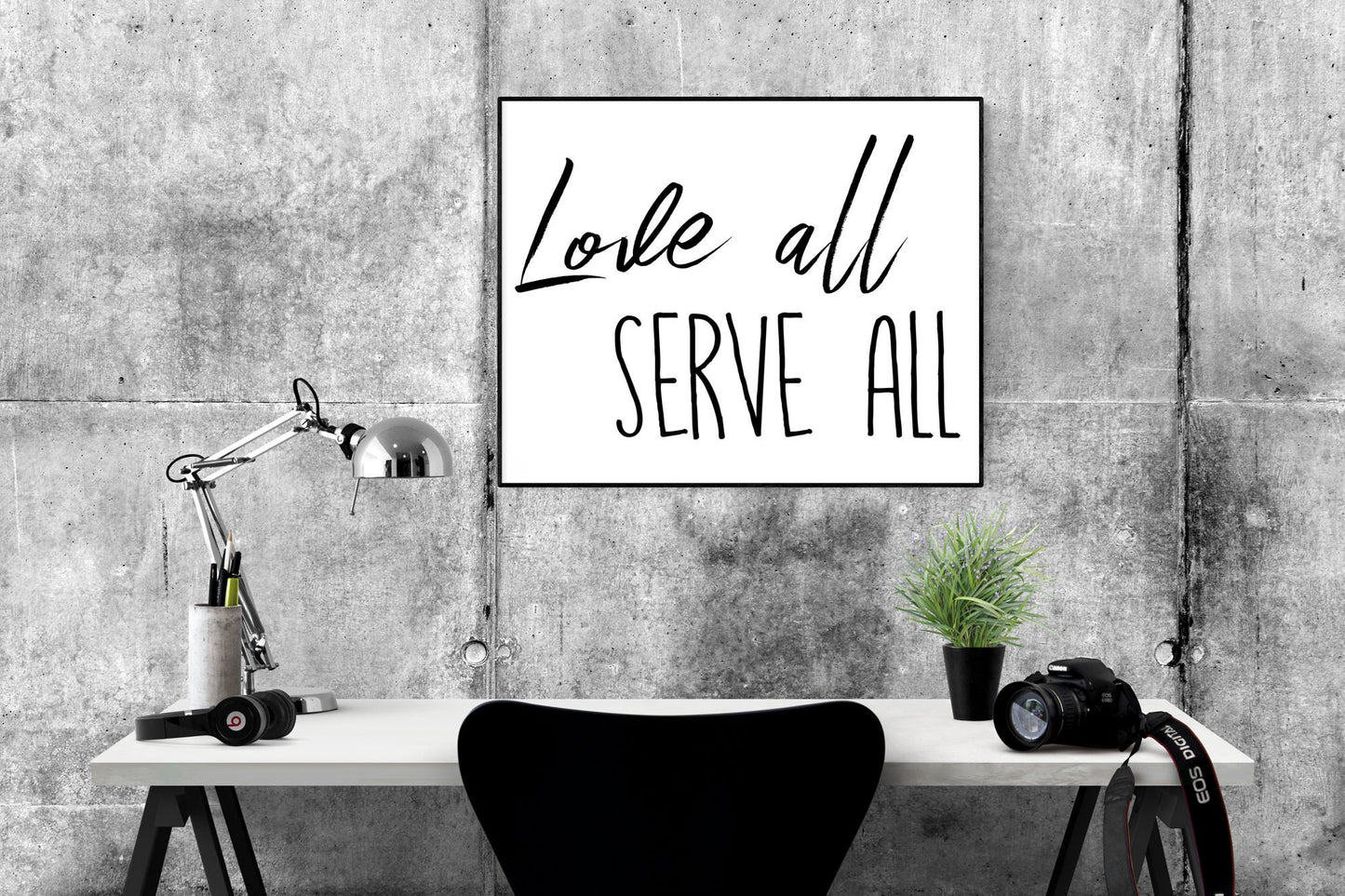 Inspirational Quote Art Print | Love All, Serve All | Home Decor | Family Room | Motivational Poster