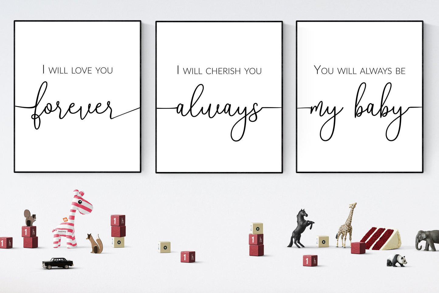 I Will Love You Forever | I Will Cherish You Always | You Will Always Be My Baby | Set of 3 | Nursery | Children's Room | Art Print