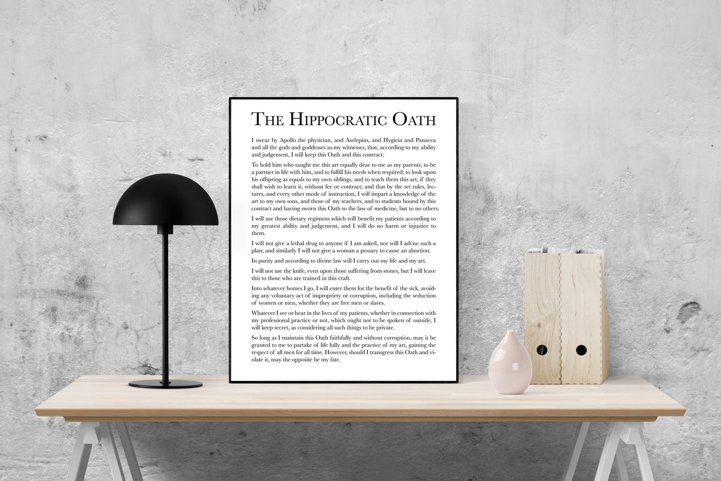 The Hippocratic Oath | Medical Doctors MD | Osteopathic Physician DO | Medicine | White Coat | Greek Original | Typography | Art Print