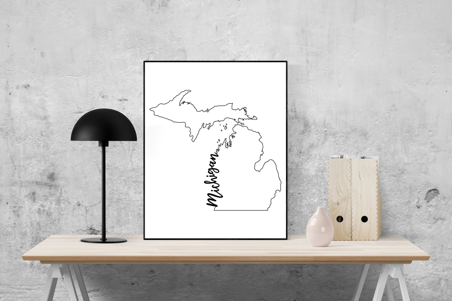 Michigan State Map | Pure Michigan | Calligraphy | Home Artwork Decor | Country Farmhouse | Typography | Art Print