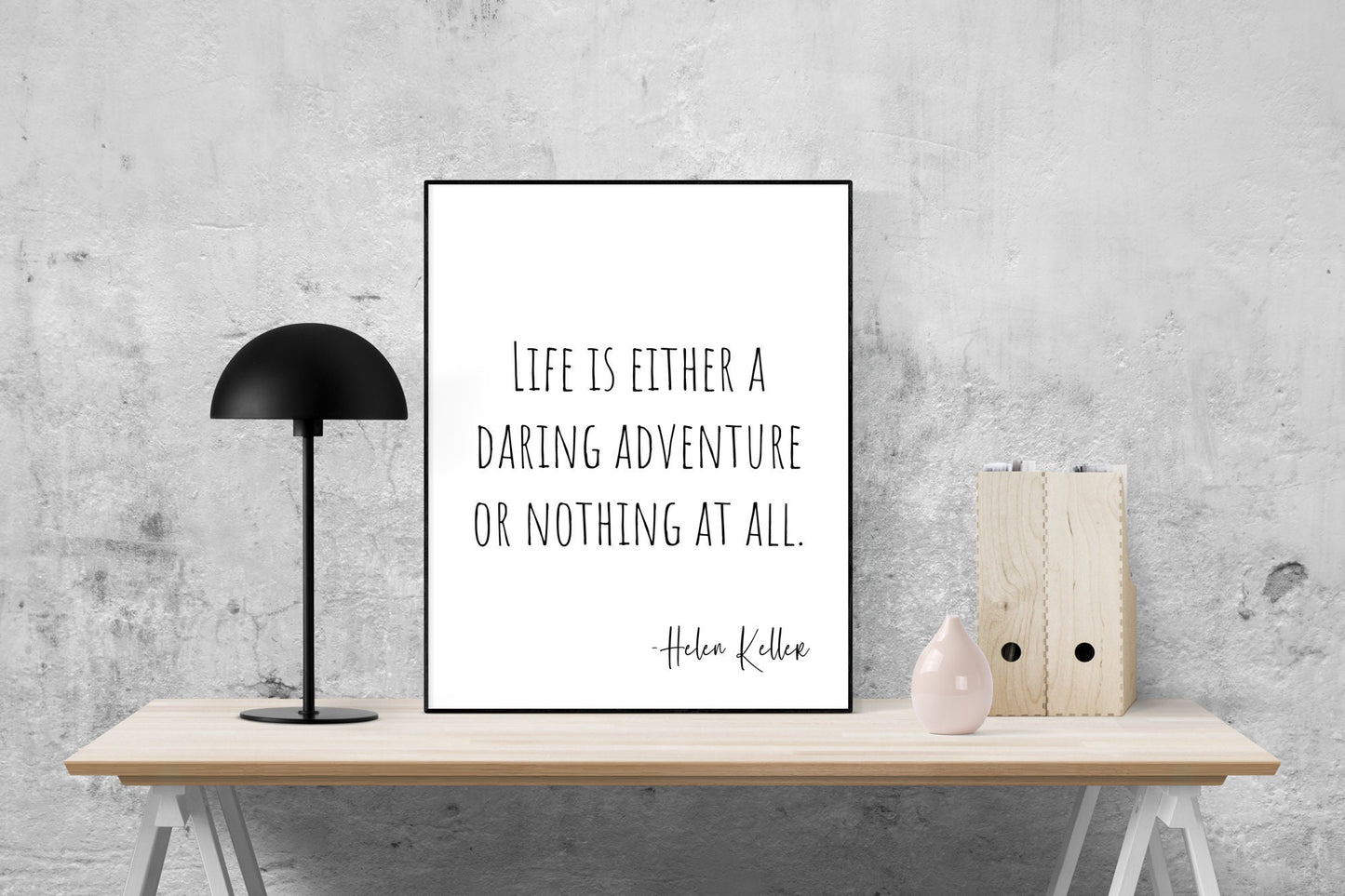Helen Keller Quote Art Print | Life Is Either A Daring Adventure Or Nothing At All | Inspirational Wall Decor | Literary Typography Poster