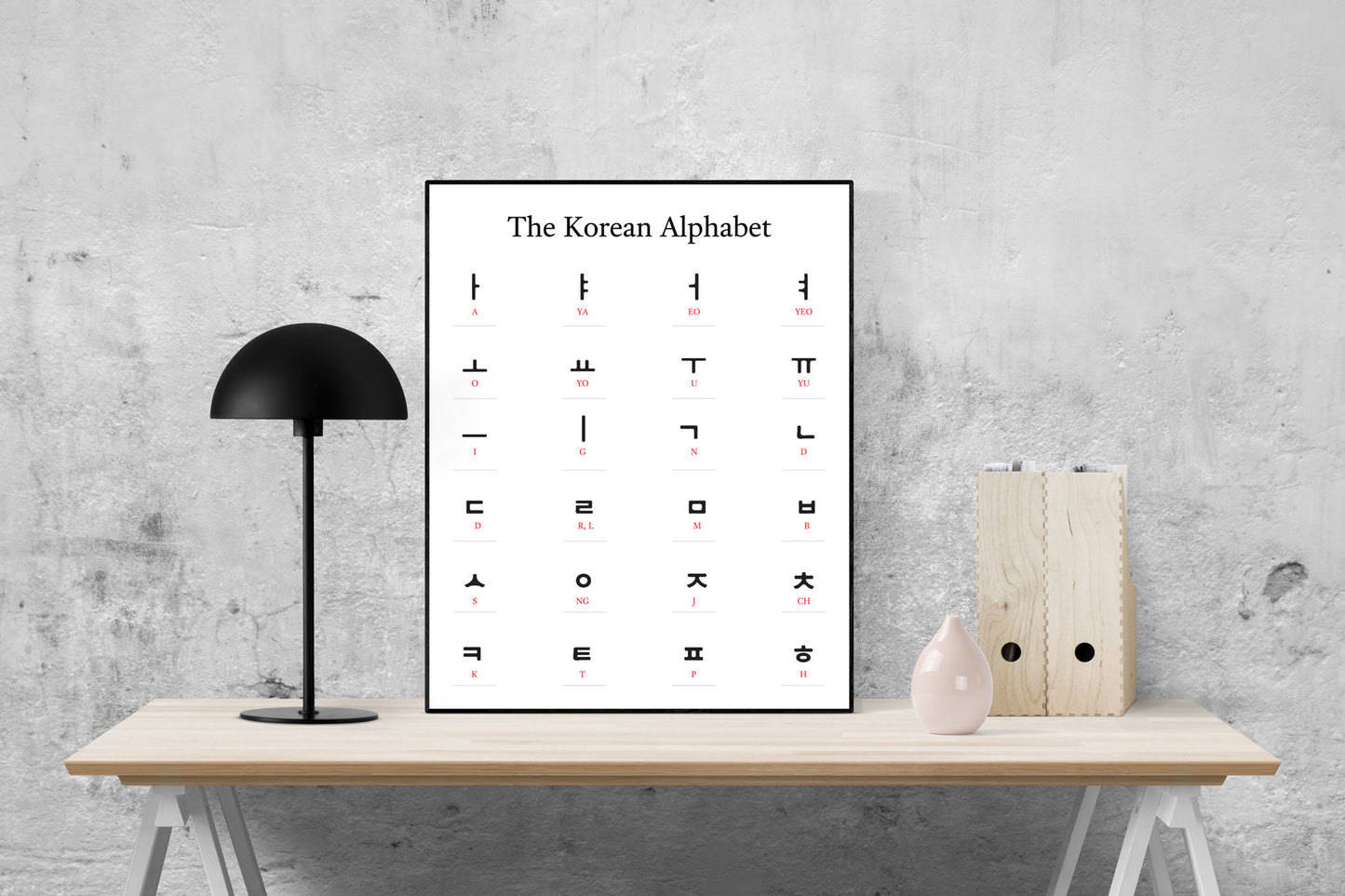 Korean Alphabet Art Print | Hangul Wall Chart | Early Education | Learning Alphabet | Spelling | Educational Home Decor | Modern Poster