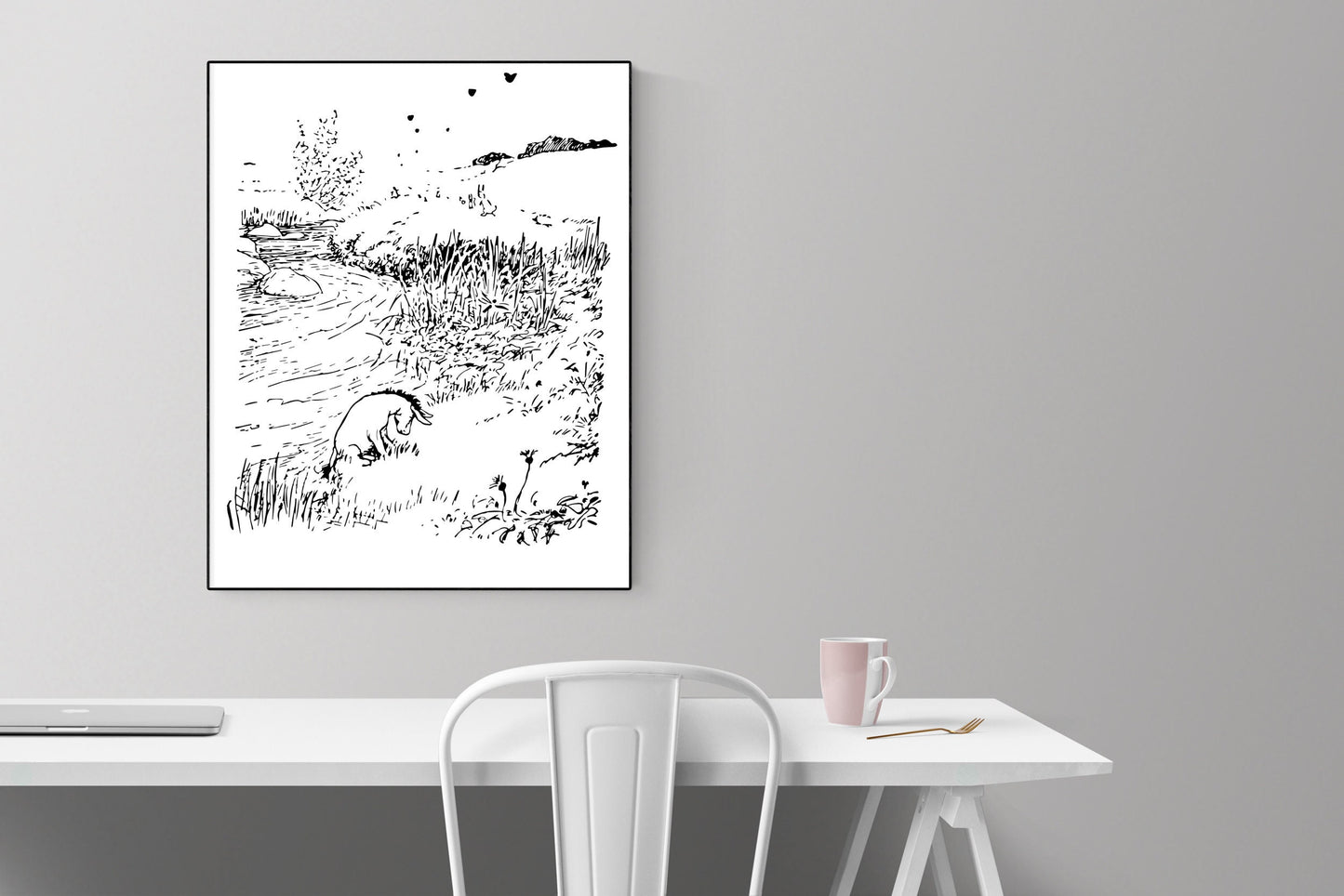 Winnie-the-Pooh Vintage Illustration Art Print | Eeyore And Rabbit | AA Milne | Reproduction | Children's Book Present | Literary Poster